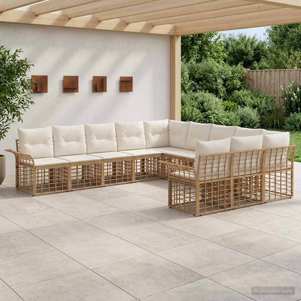 Set vanjskih sofa 11 pcs Prirodna i krema bijela Poliester