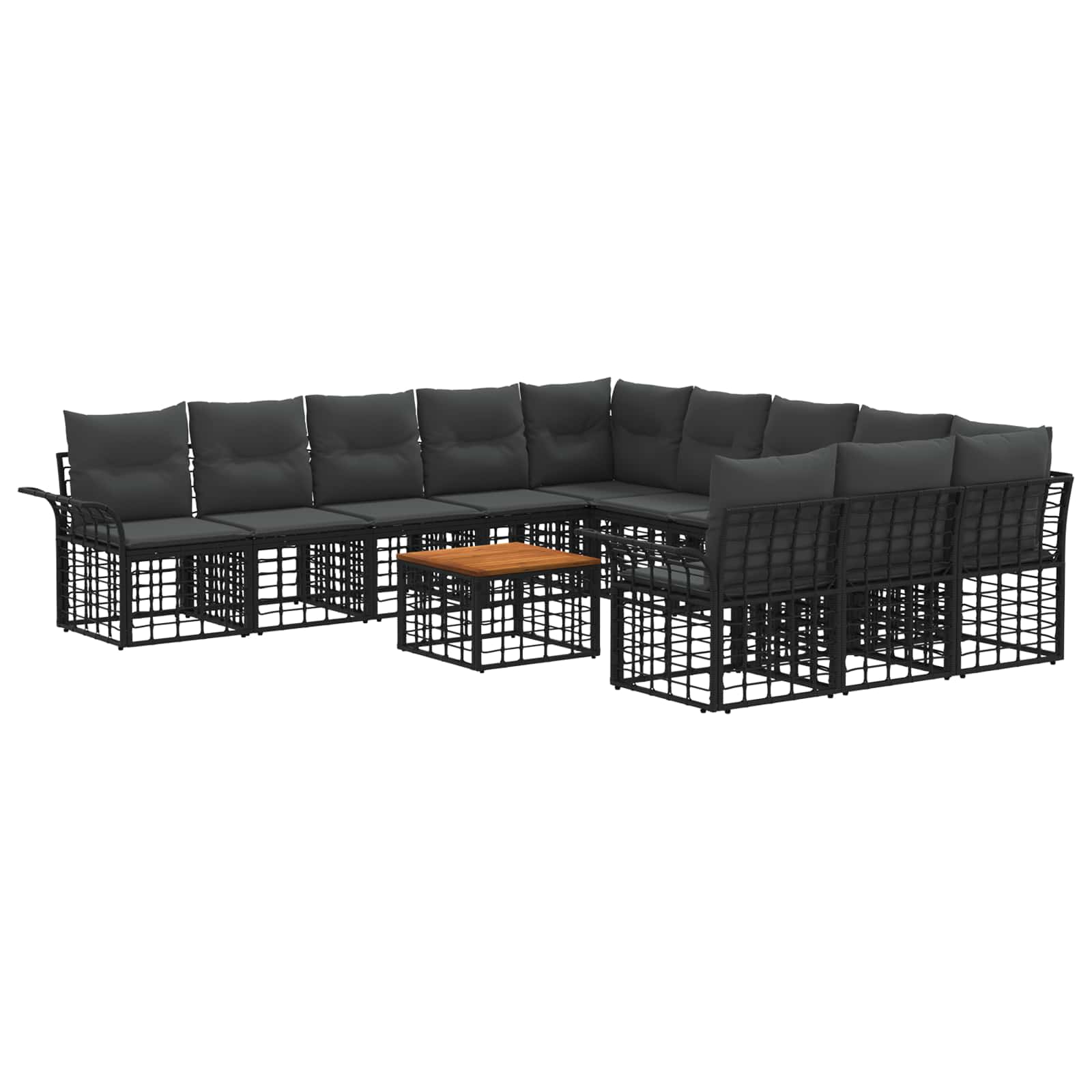 Set vanjskih sofa 12 pcs Crna i tamno siva Poliester