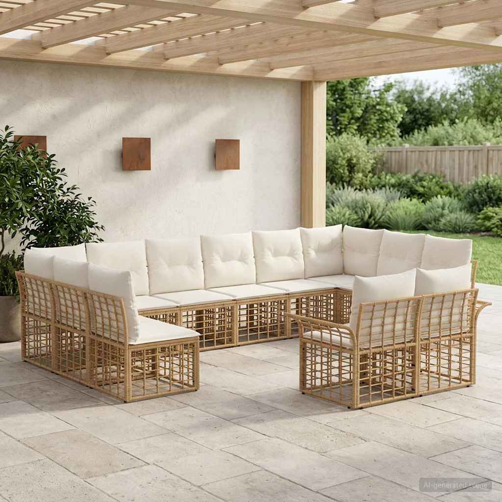 Set vanjskih sofa 12 pcs Prirodna i krema bijela Poliester