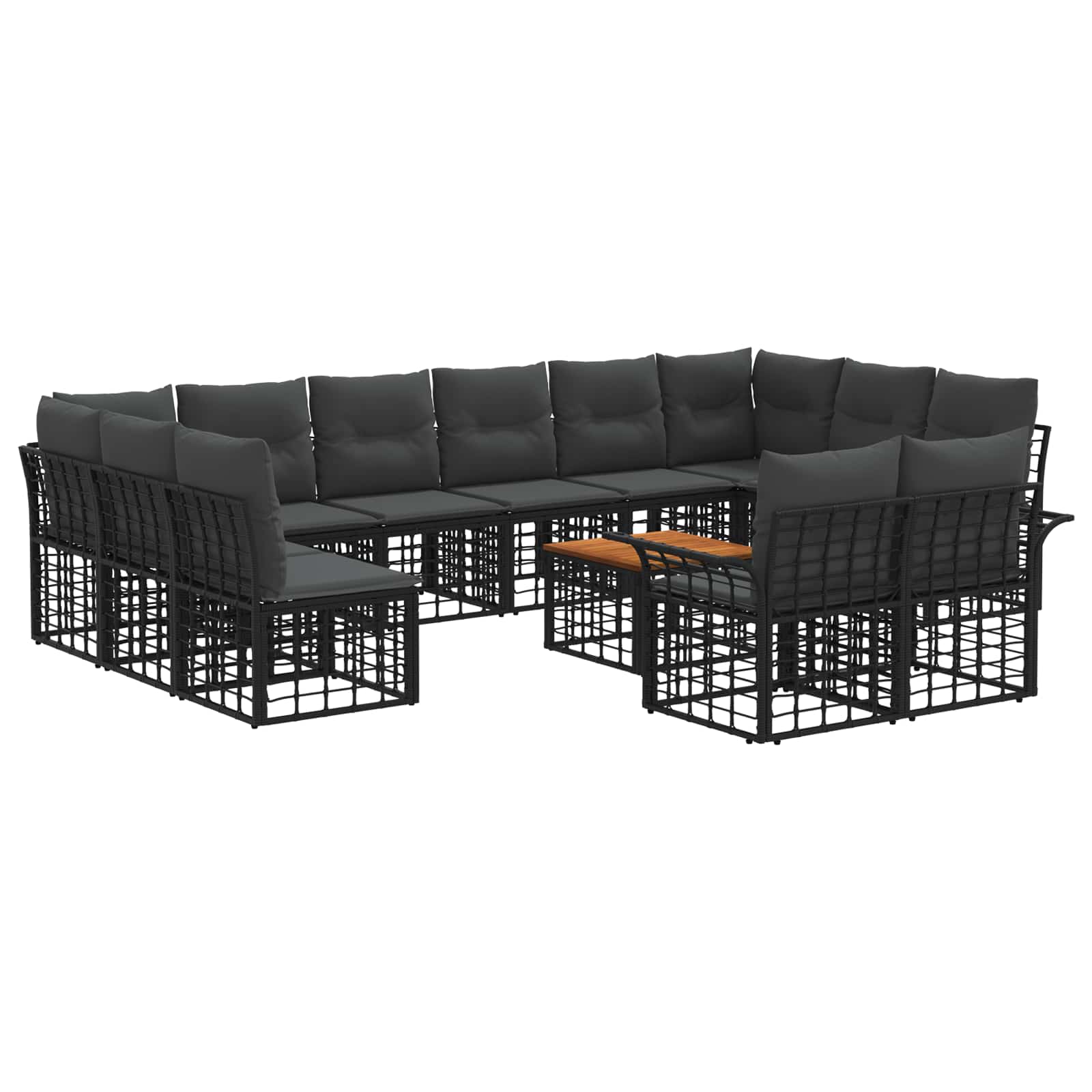 Set vanjskih sofa 13 pcs Crna i tamno siva Poliester