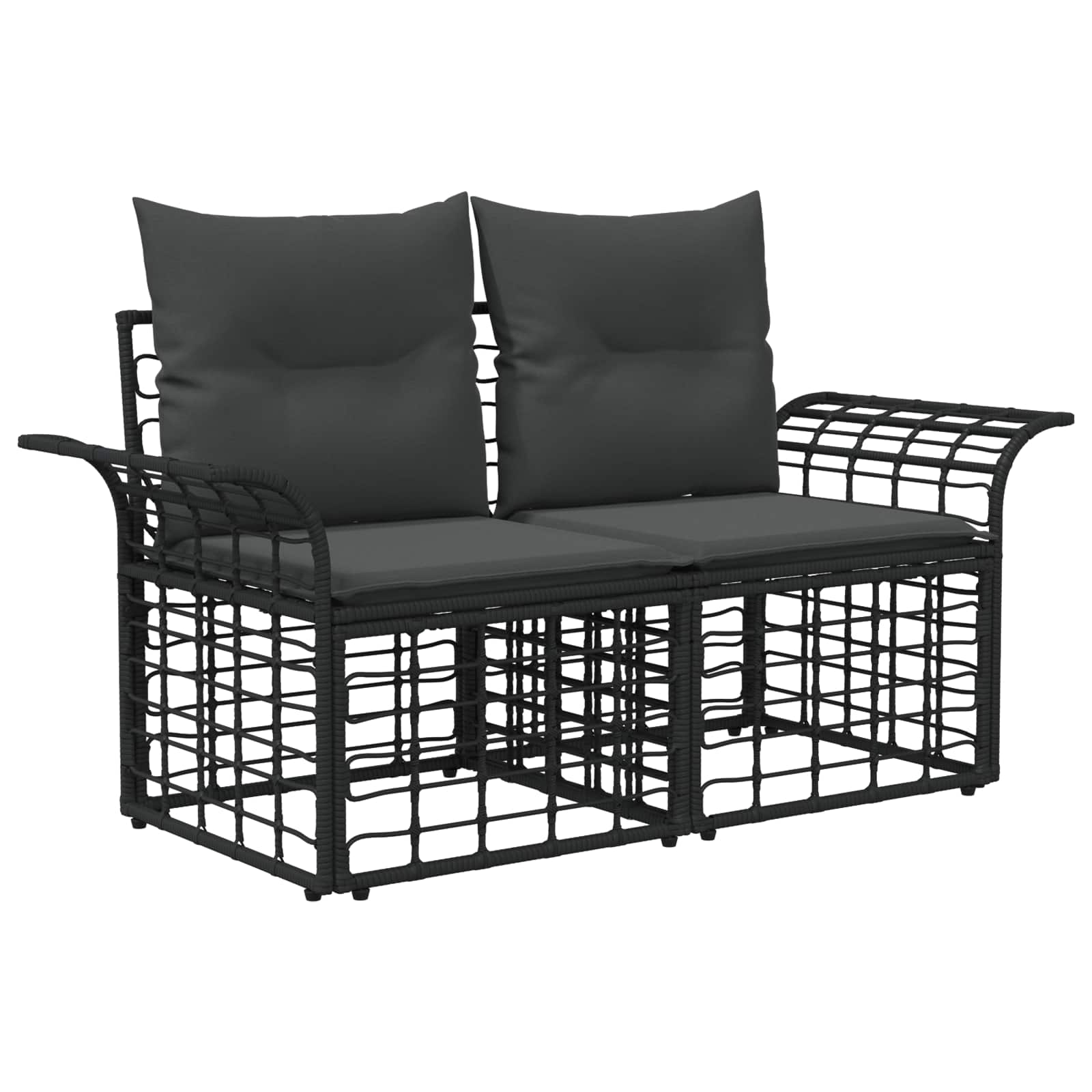Set vanjskih sofa 14 kom. Crna i tamno siva Poliester