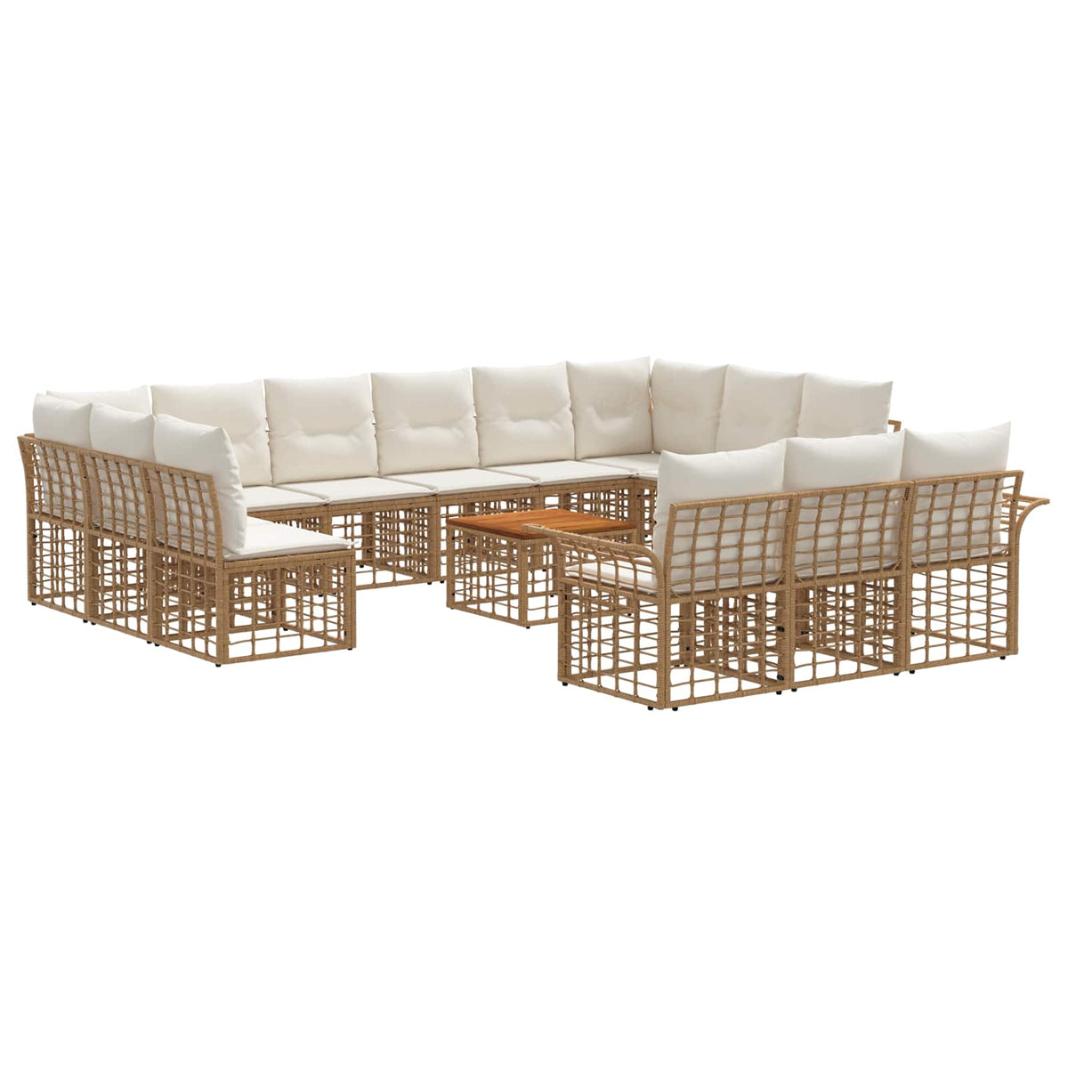 Set vanjskih sofa 14 kom. Prirodna i krema bijela Poliester