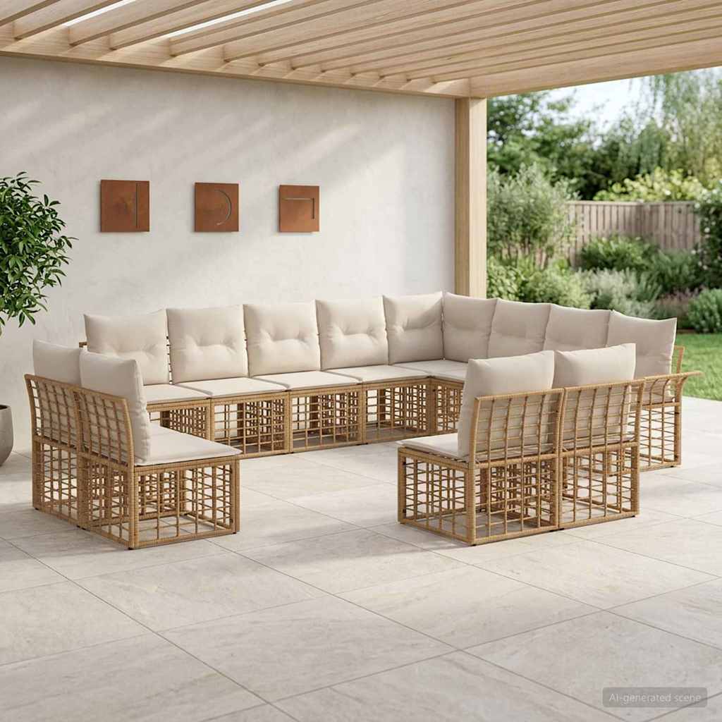 Set vanjskih sofa 12 pcs Prirodna i krema bijela Poliester