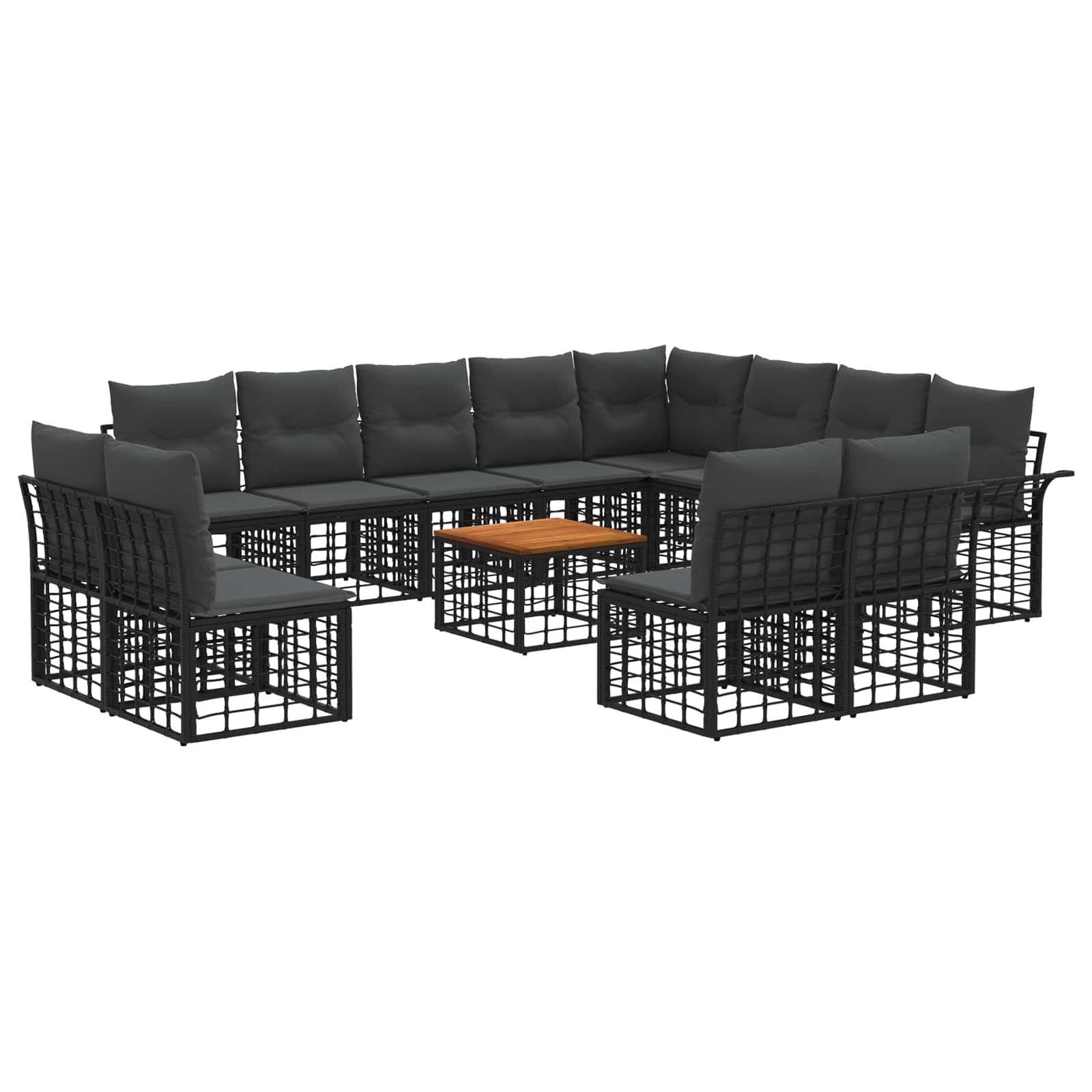 Set vanjskih sofa 13 pcs Crna i tamno siva Poliester