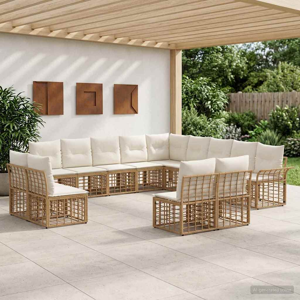 Set vanjskih sofa 13 pcs Prirodna i krema bijela Poliester
