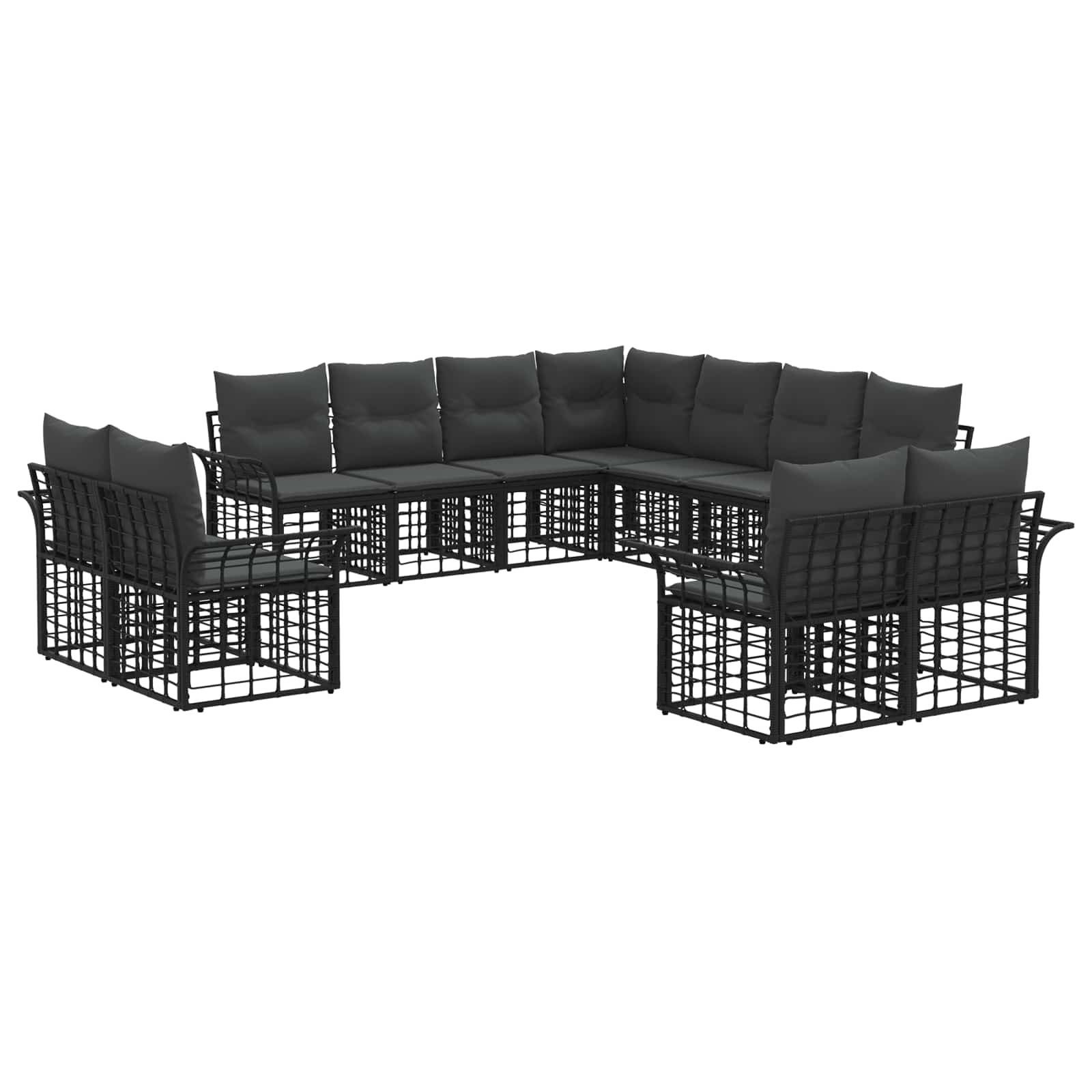 Set vanjskih sofa 11 pcs Crna i tamno siva Poliester