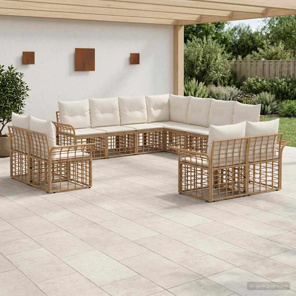 Set vanjskih sofa 11 pcs Prirodna i krema bijela Poliester
