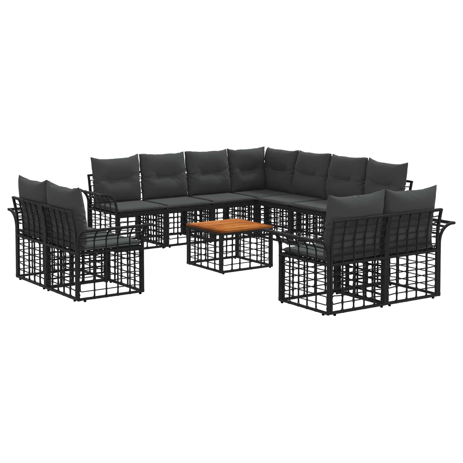 Set vanjskih sofa 12 pcs Crna i tamno siva Poliester