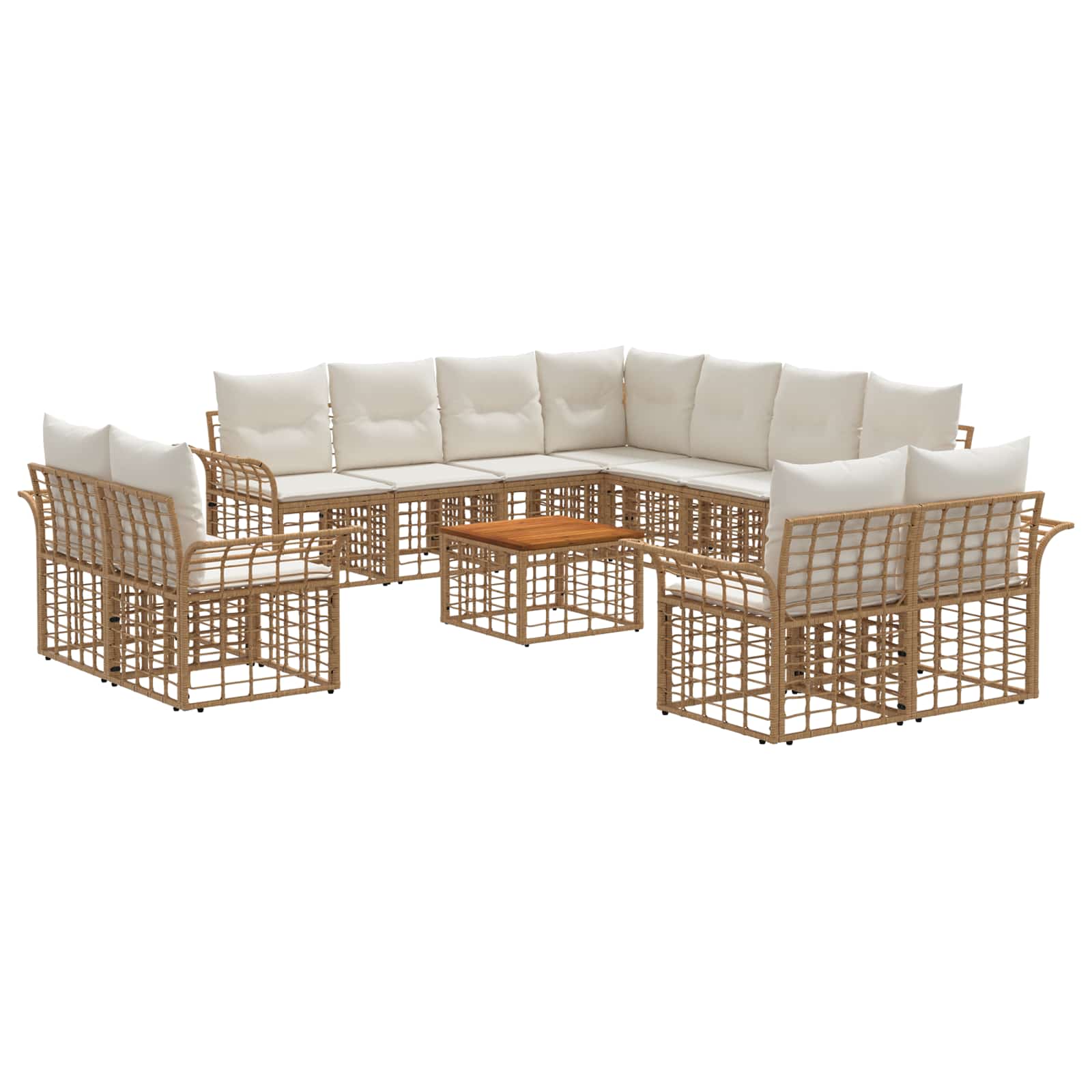 Set vanjskih sofa 12 pcs Prirodna i krema bijela Poliester