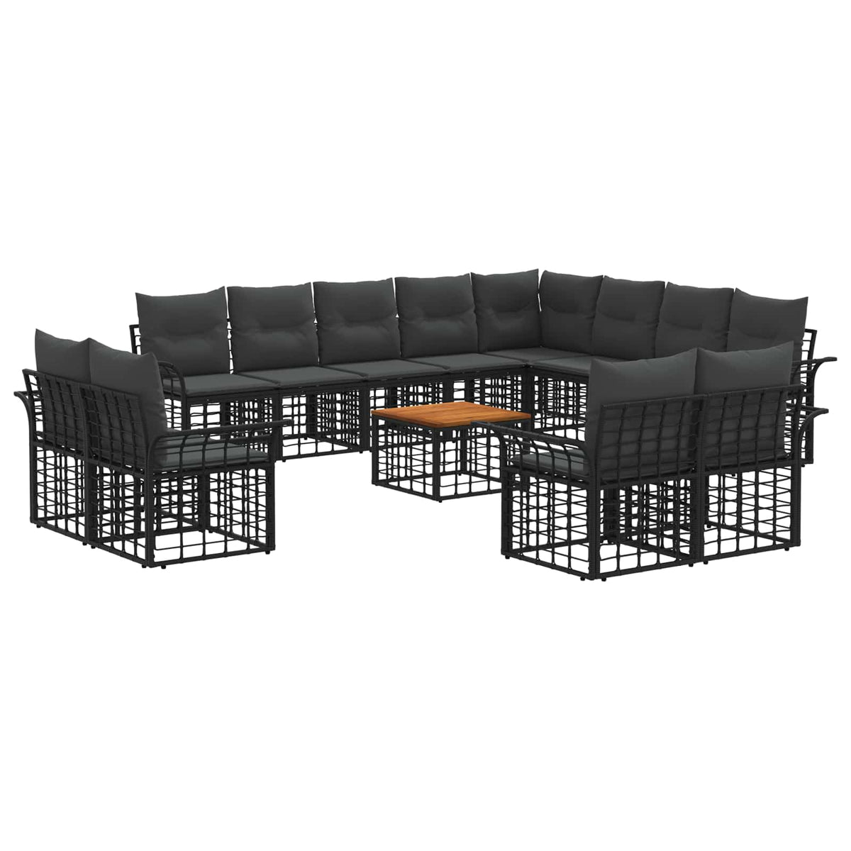 Set vanjskih sofa 13 kom. Crna i tamno siva Poliester
