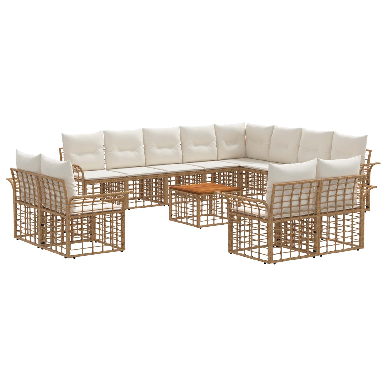 Set vanjskih sofa 13 pcs Prirodna i krema bijela Poliester