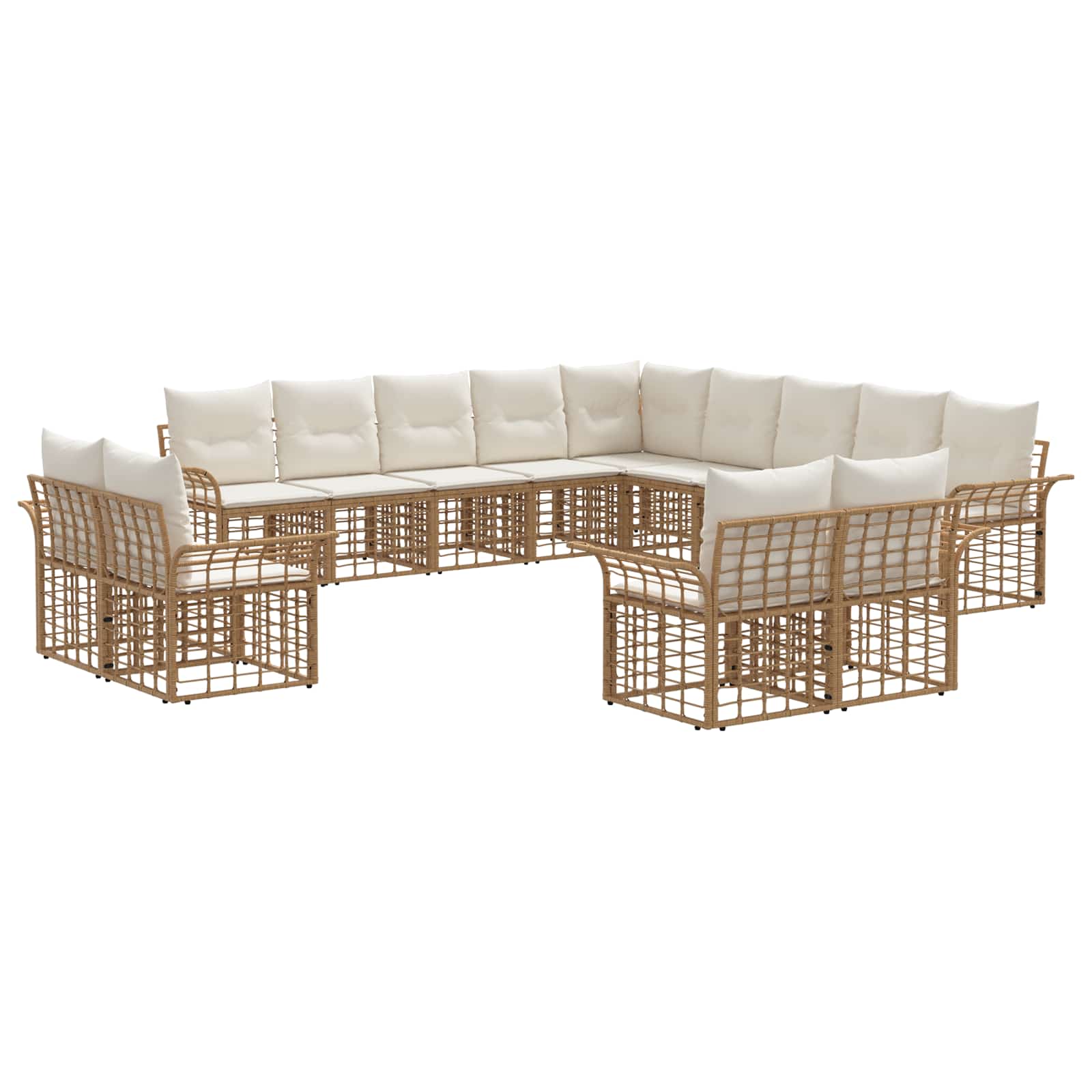 Set vanjskih sofa 13 pcs Prirodna i krema bijela Poliester