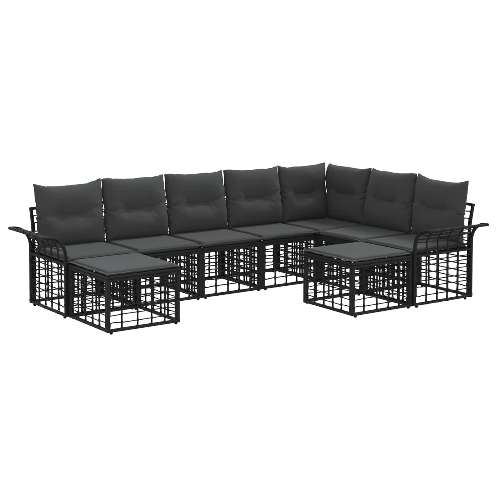 Set vanjskih sofa 9 pcs Crna i tamno siva Poliester