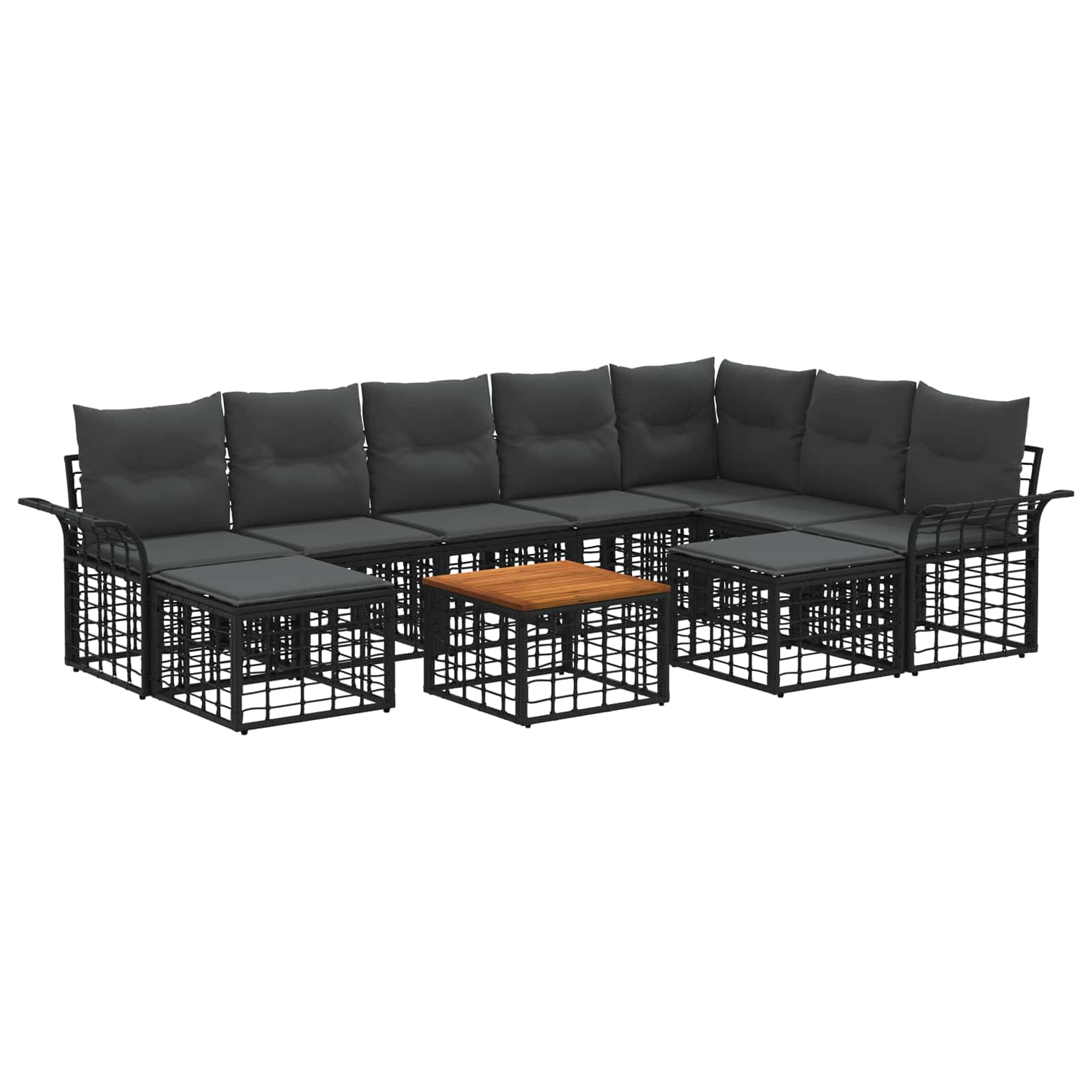 Set vanjskih sofa 10 pcs Crna i tamno siva Poliester