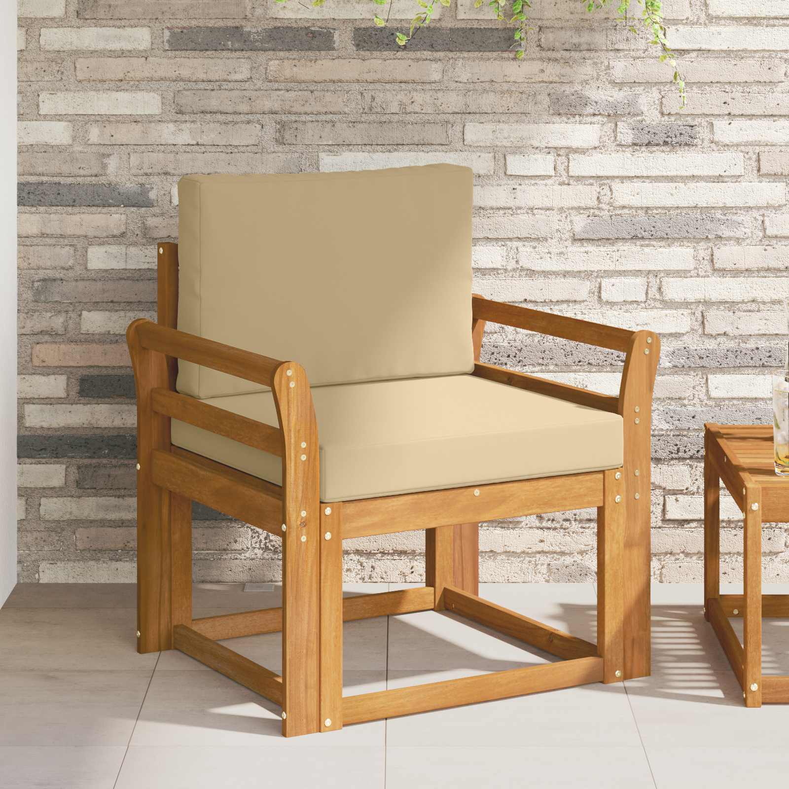 Vanjski kauč Čvrsto drvo akacije i poliester Prirodna