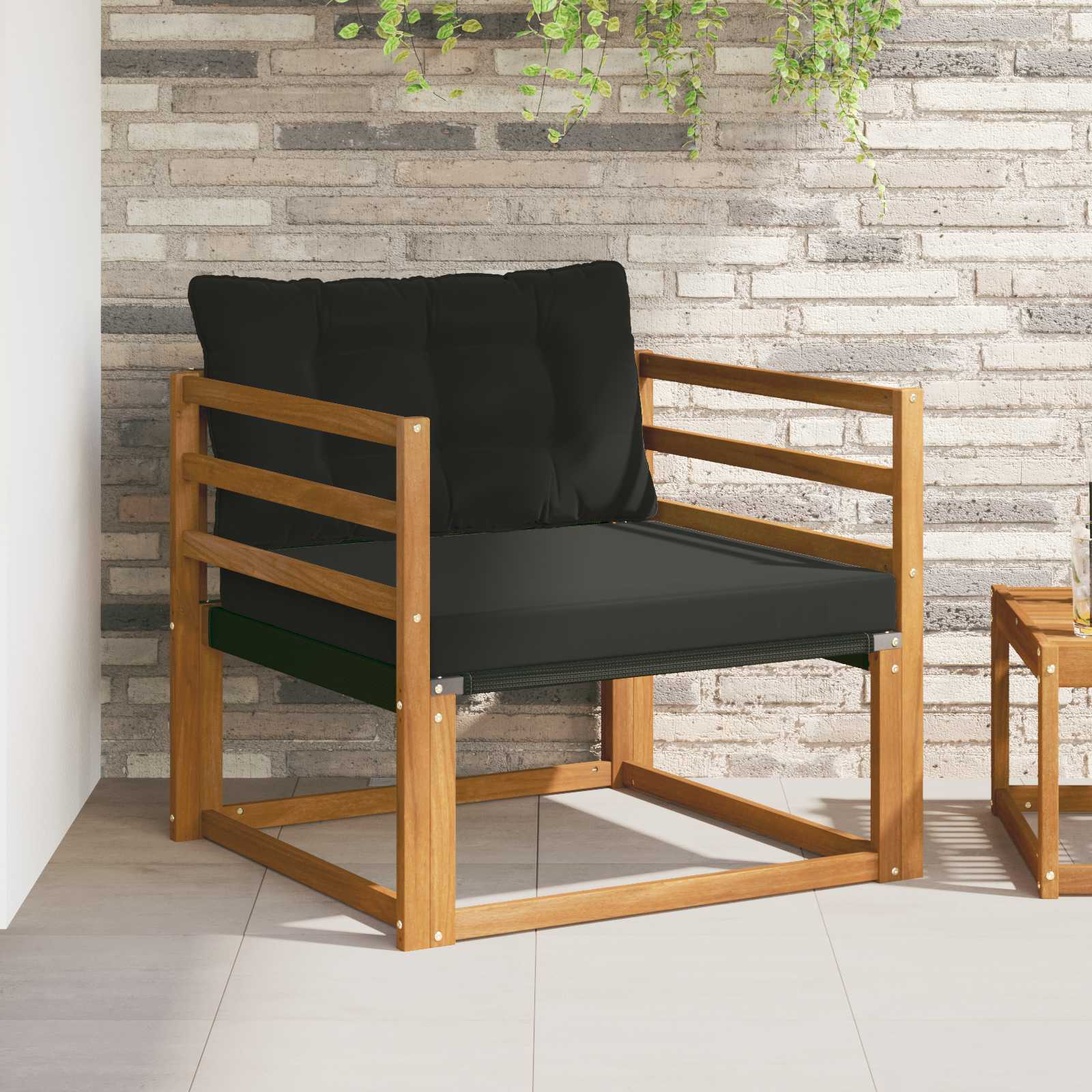 Set vanjskih sofa Čvrsto drvo akacije i Textilene Prirodna