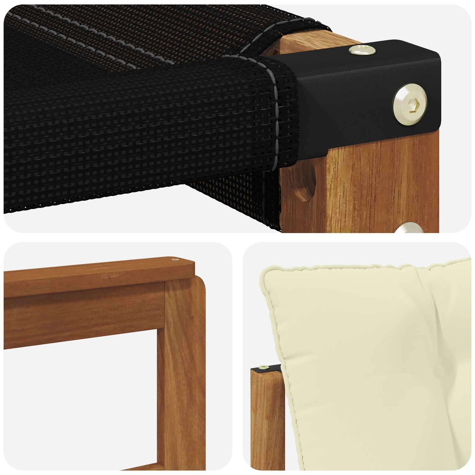 Set vanjskih sofa Čvrsto drvo akacije i Textilene Prirodna