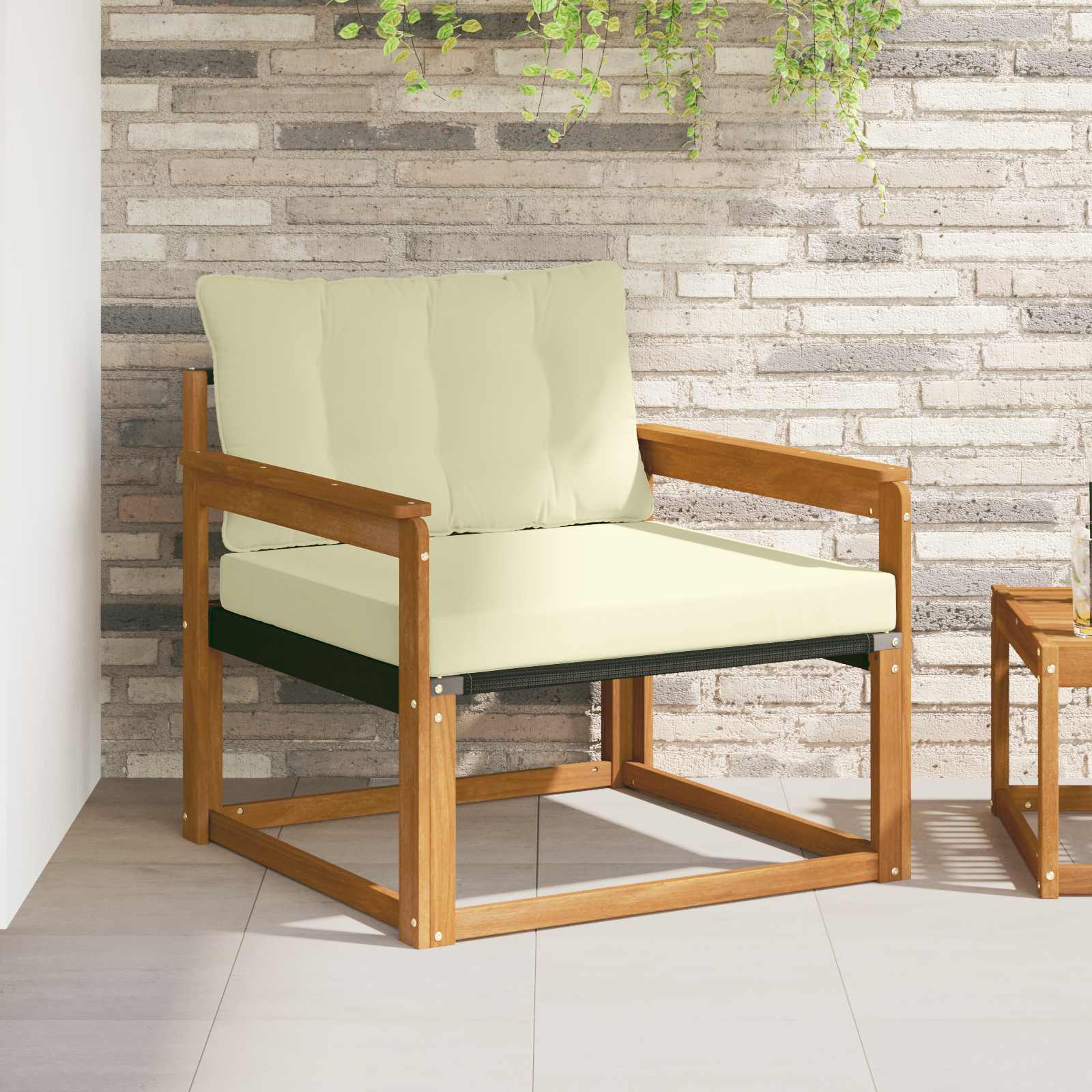 Set vanjskih sofa Čvrsto drvo akacije i Textilene Prirodna