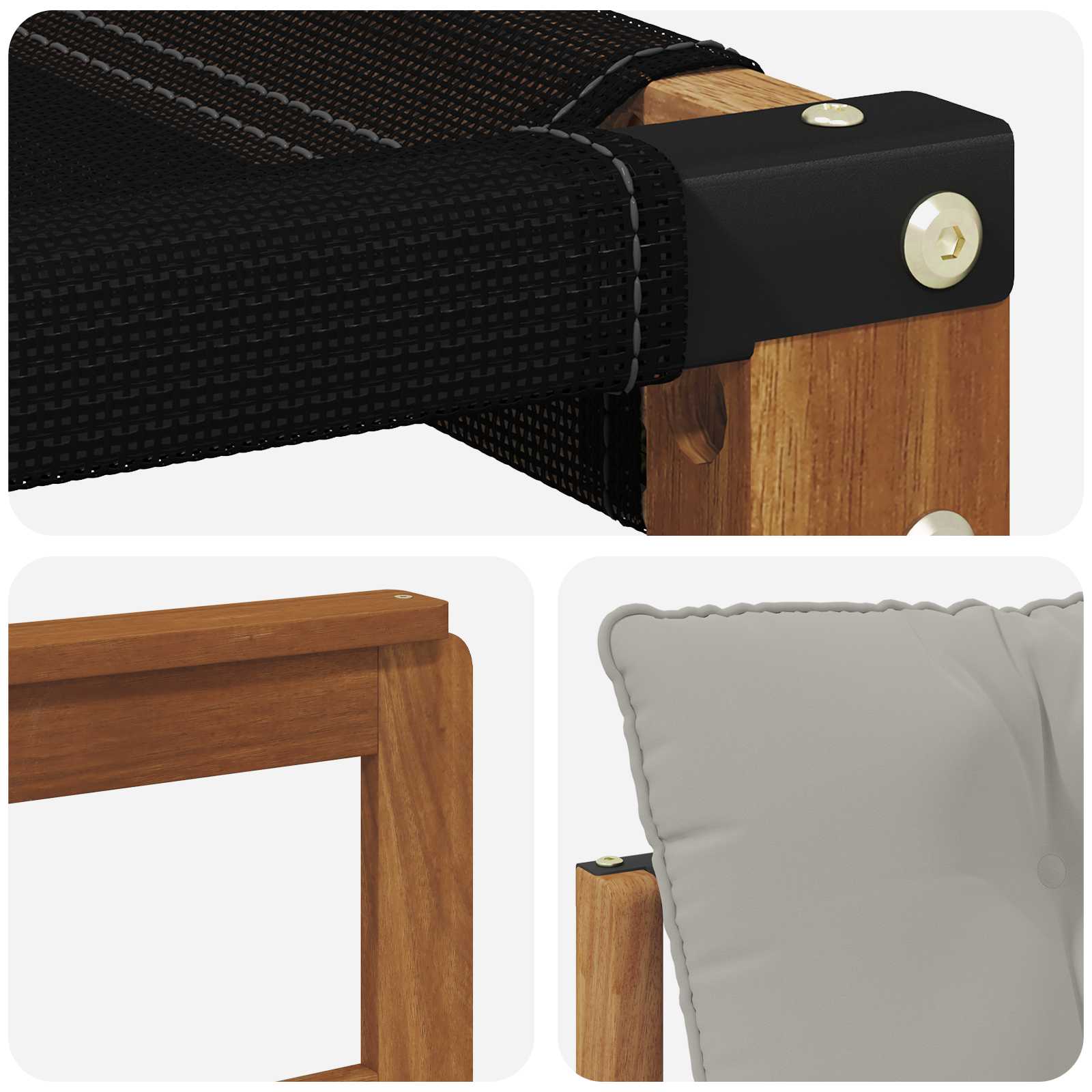 Set vanjskih sofa Čvrsto drvo akacije i Textilene Prirodna