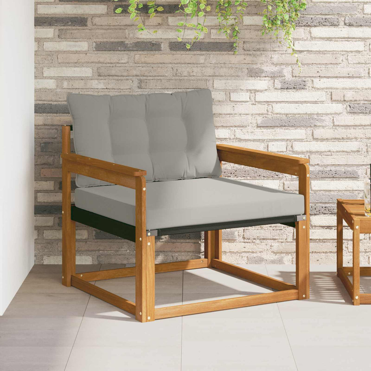 Set vanjskih sofa Čvrsto drvo akacije i Textilene Prirodna Smeđa 91 x 83 x 73 cm