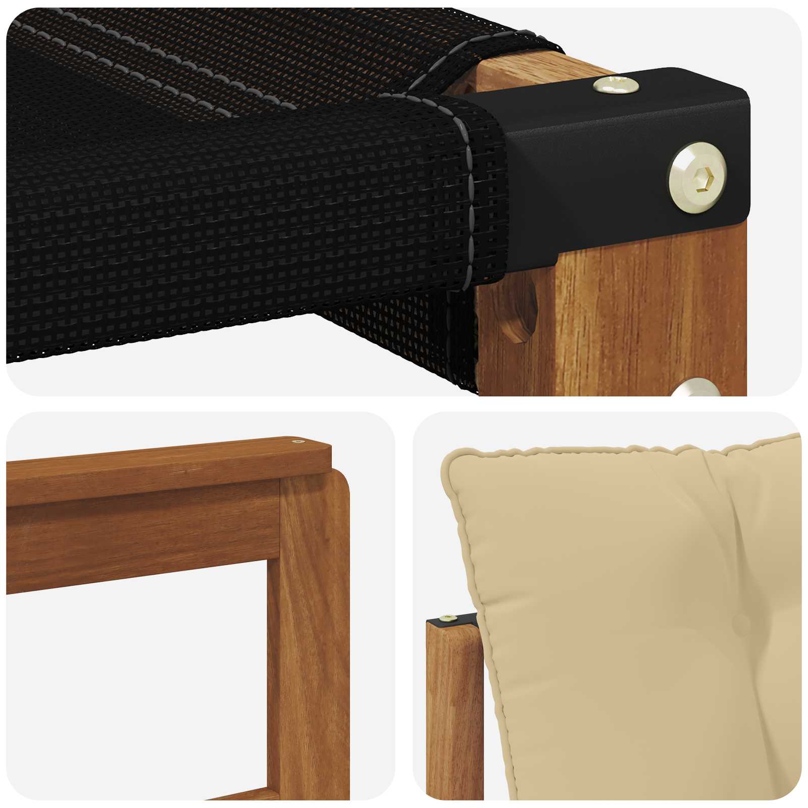 Set vanjskih sofa Čvrsto drvo akacije i Textilene Prirodna