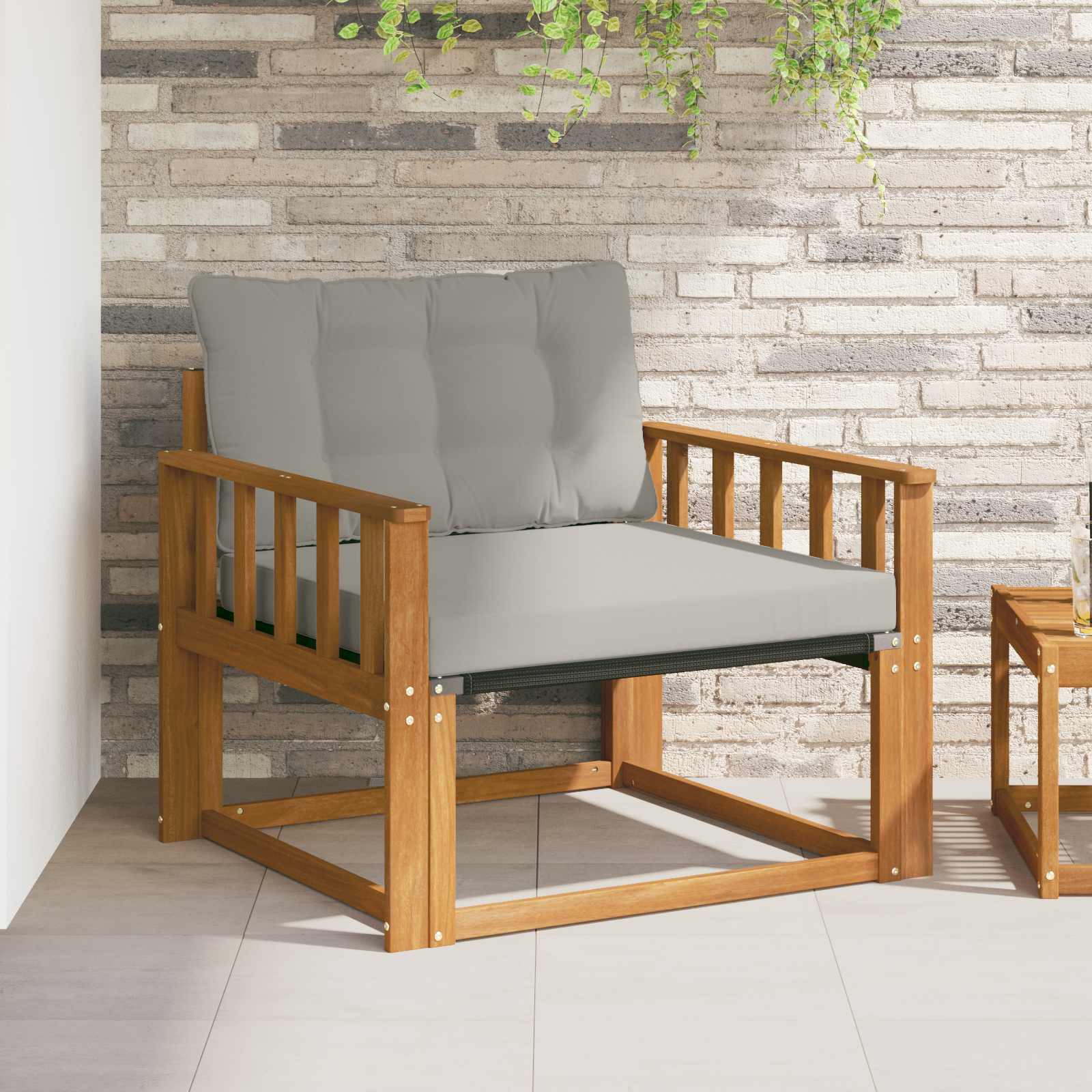 Set vanjskih sofa Čvrsto drvo akacije i Textilene Prirodna