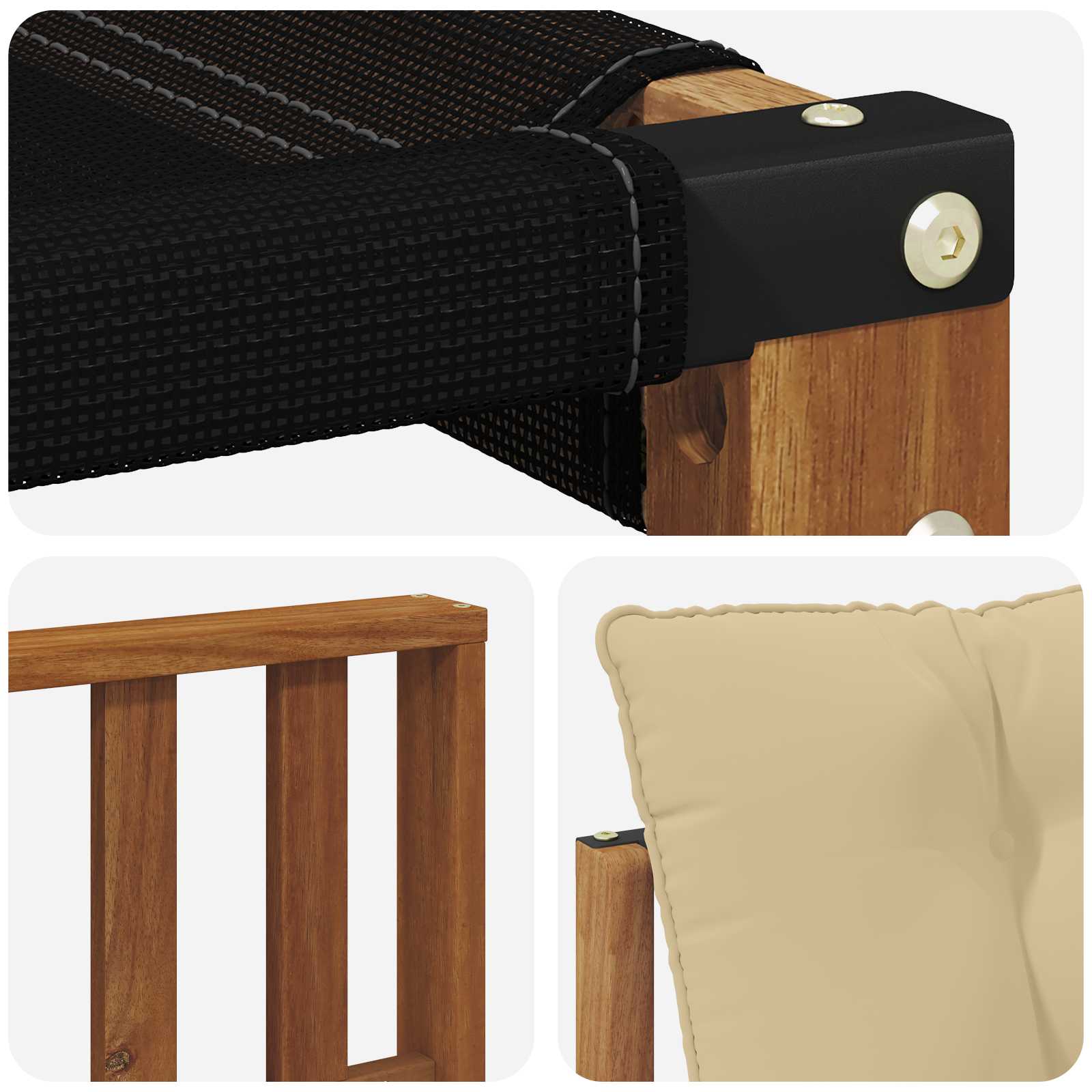 Set vanjskih sofa Čvrsto drvo akacije i Textilene Prirodna