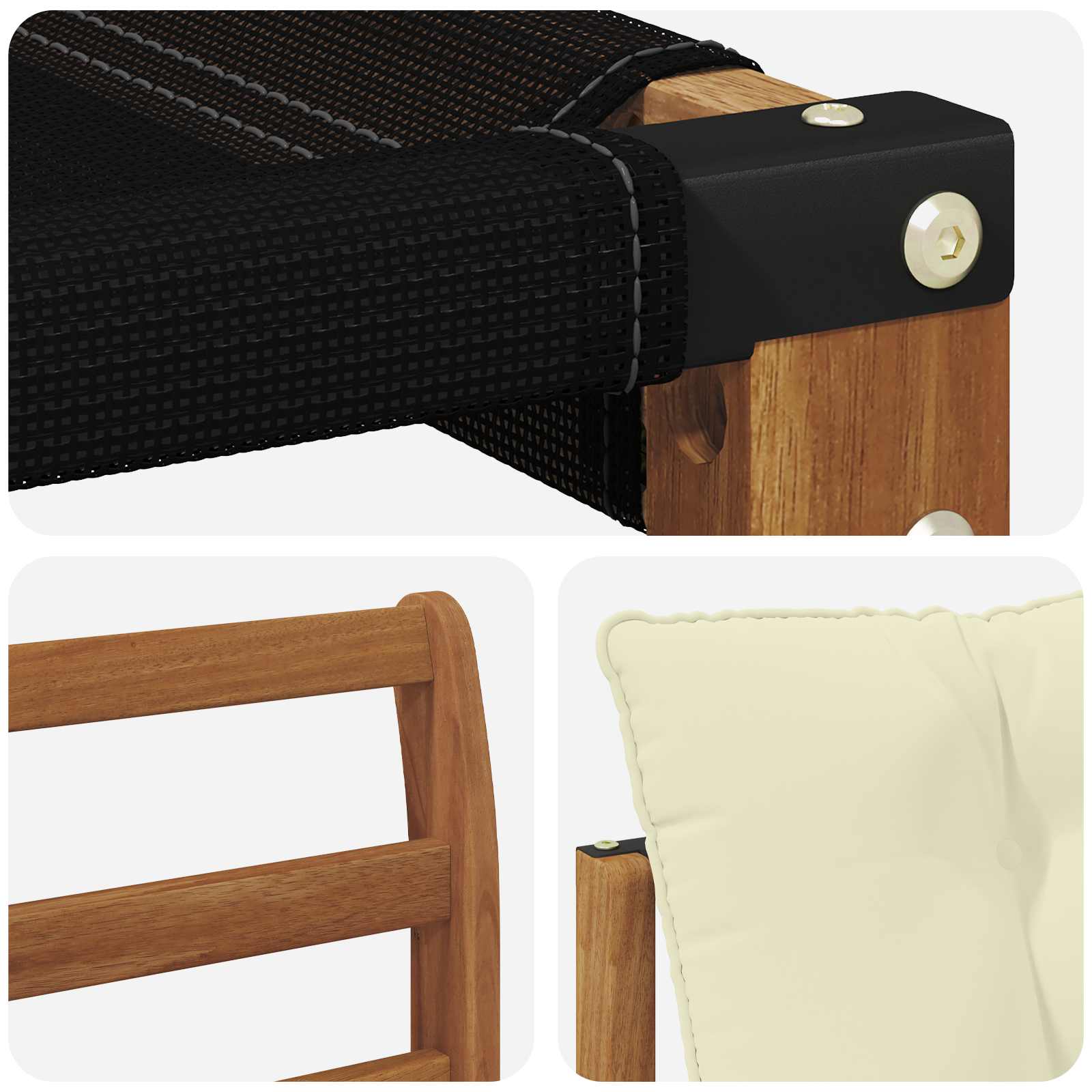 Set vanjskih sofa Čvrsto drvo akacije i Textilene Prirodna