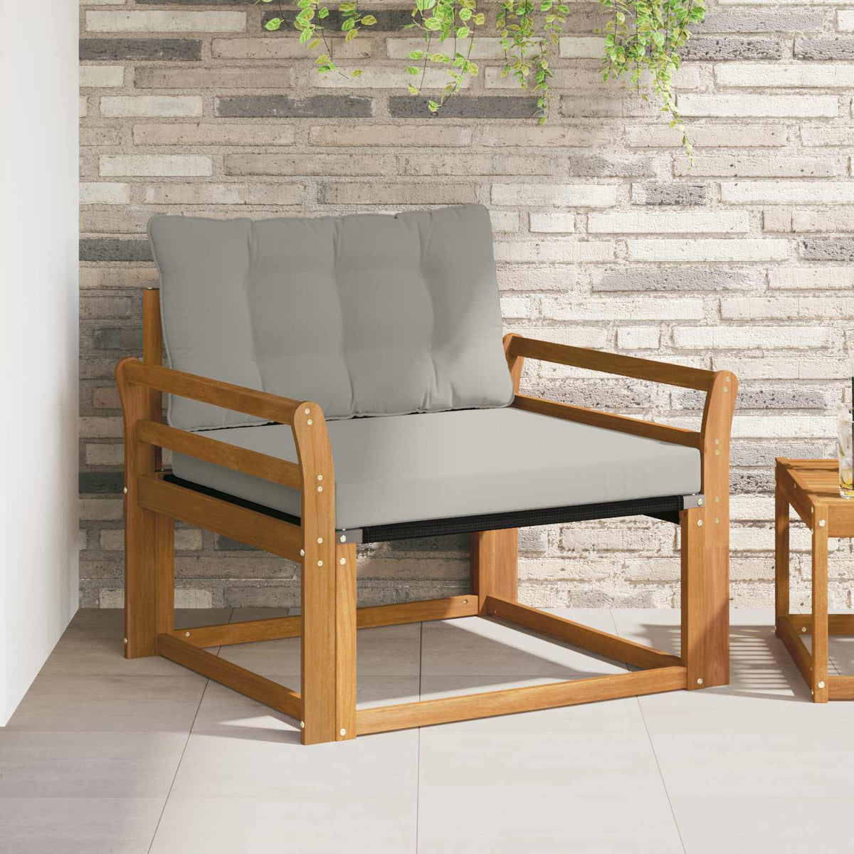 Set vanjskih sofa Čvrsto drvo akacije i Textilene Prirodna Smeđa 95,5 x 83 x 73 cm