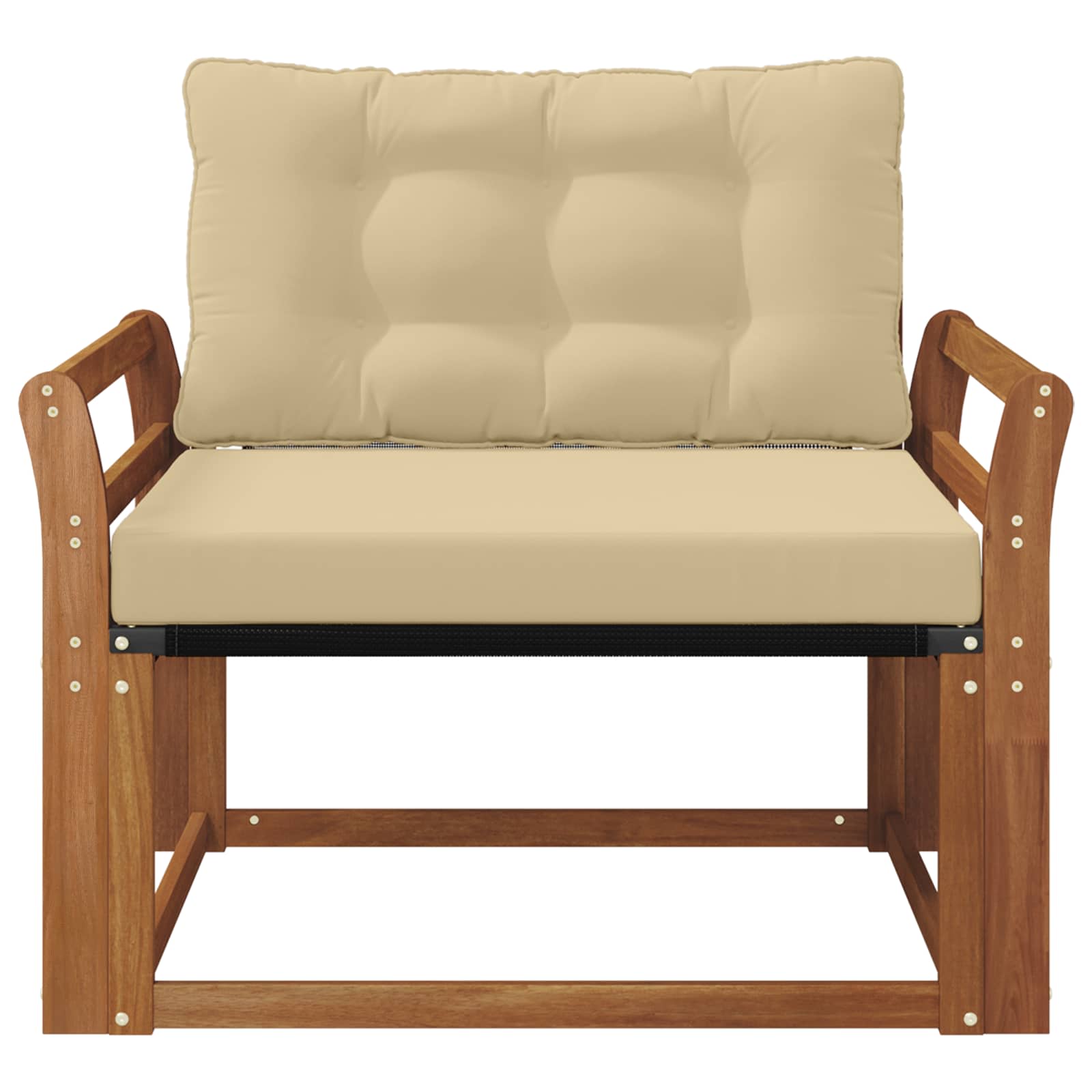 Set vanjskih sofa Čvrsto drvo akacije i Textilene Prirodna