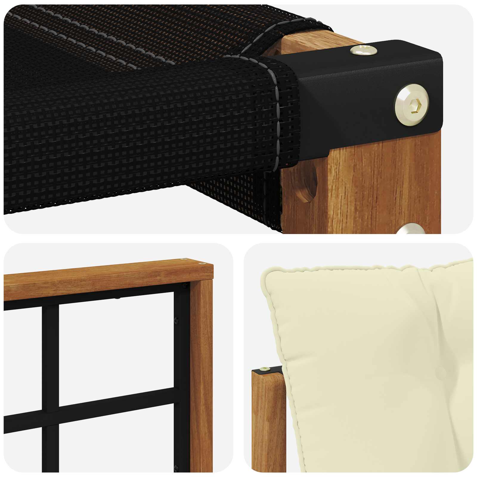 Set vanjskih sofa Čvrsto drvo akacije i Textilene Prirodna