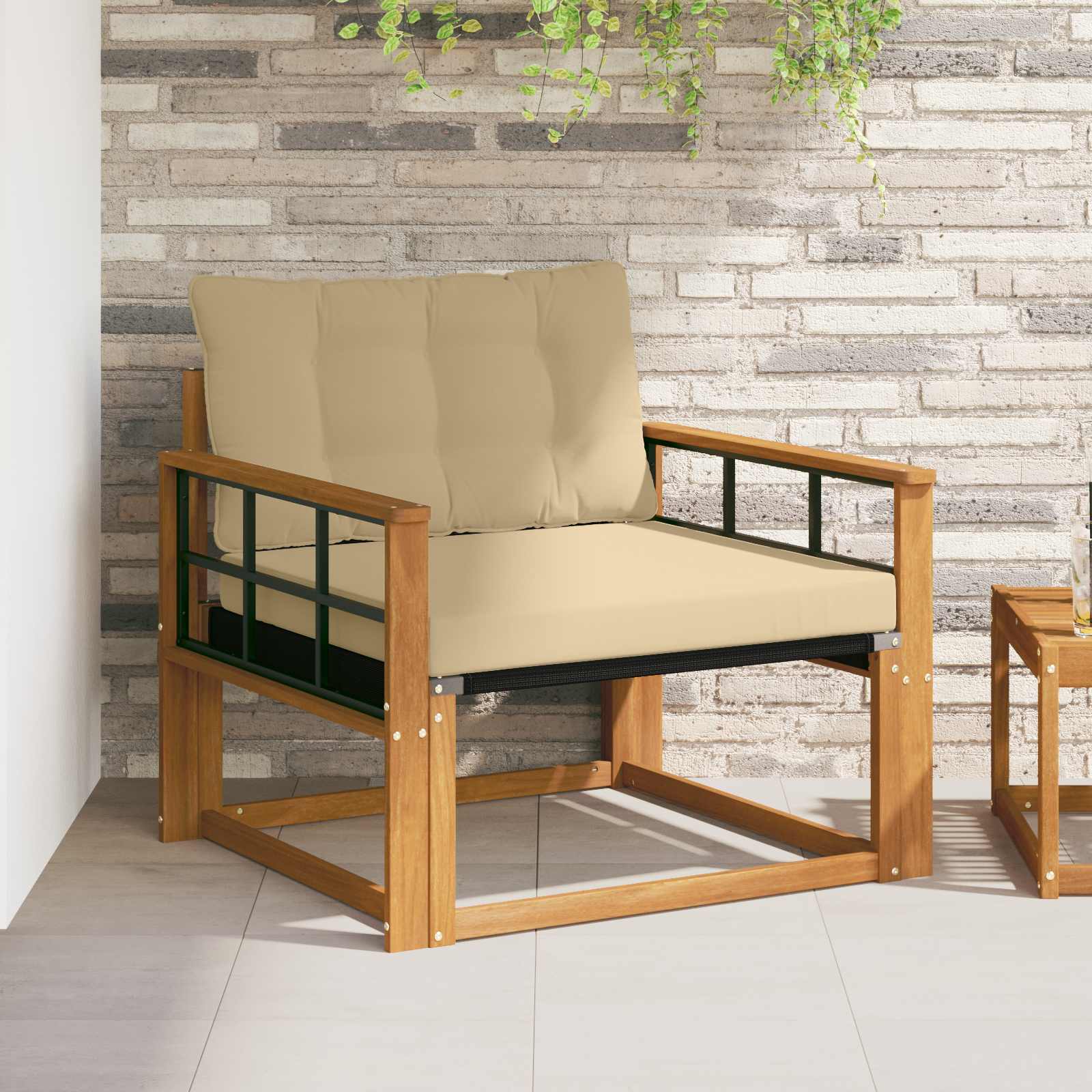 Set vanjskih sofa Čvrsto drvo akacije i Textilene Prirodna
