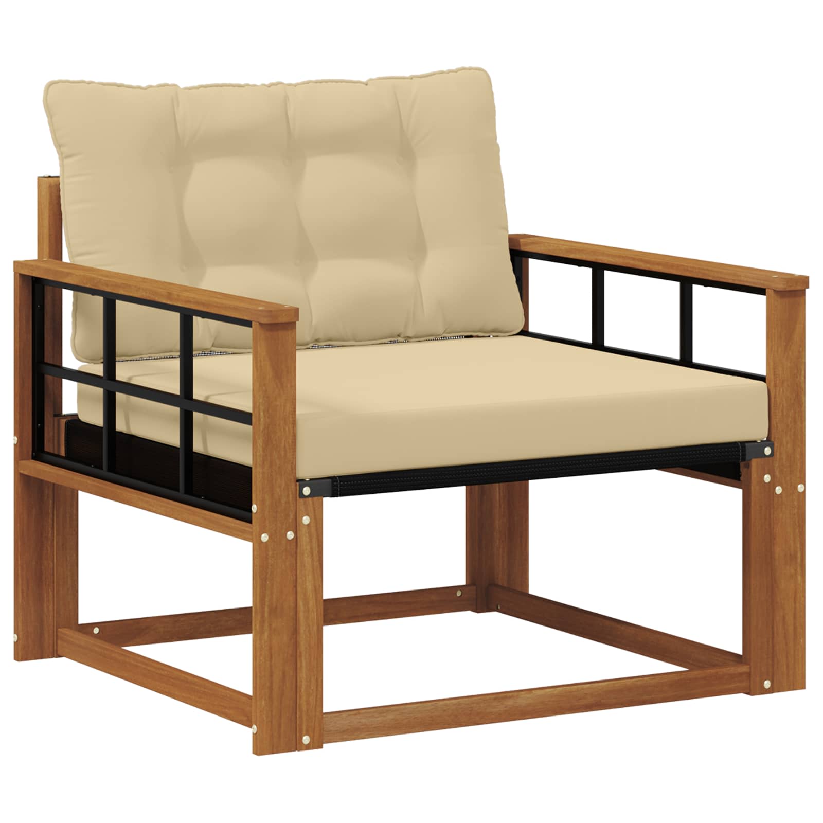 Set vanjskih sofa Čvrsto drvo akacije i Textilene Prirodna