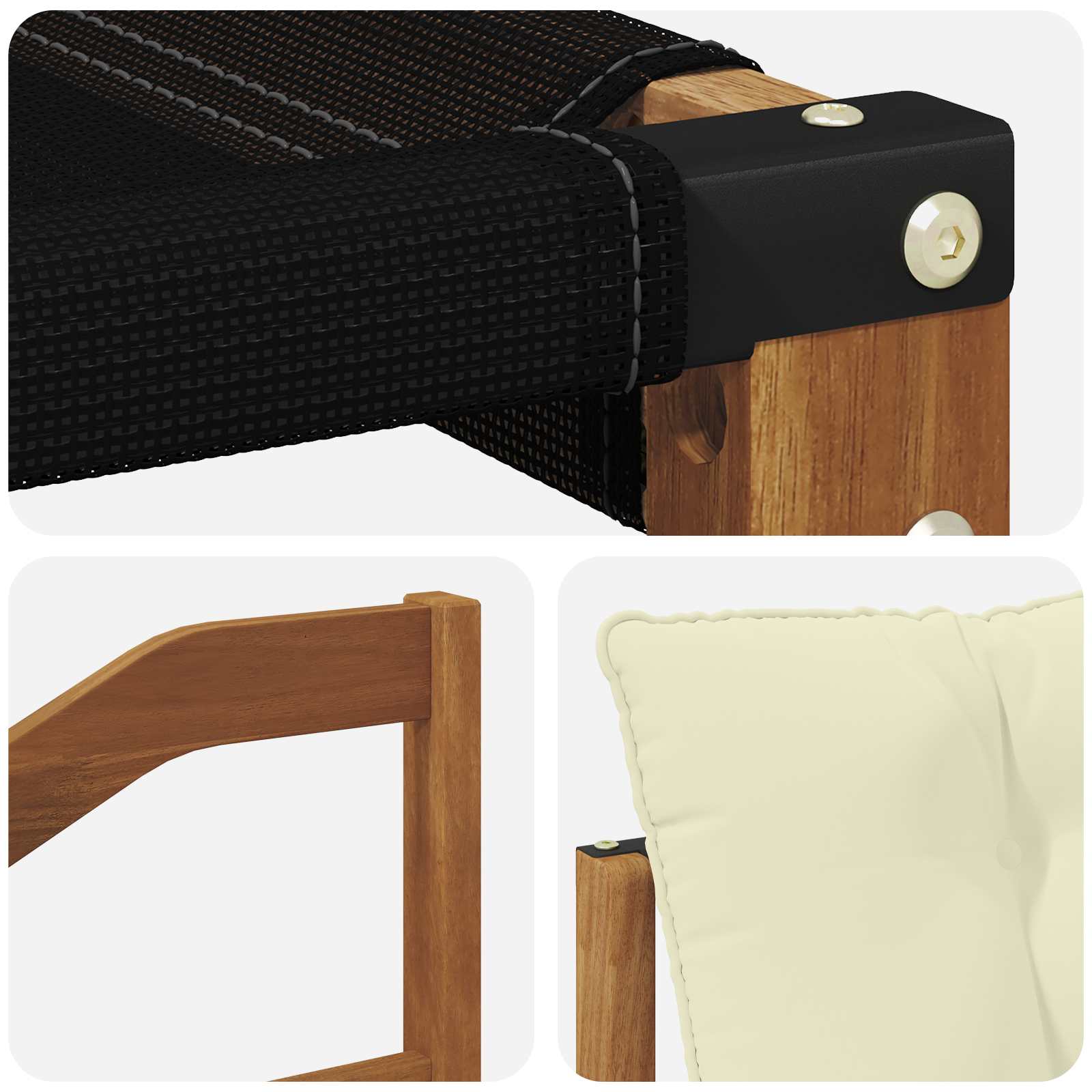 Set vanjskih sofa Čvrsto drvo akacije i Textilene Prirodna
