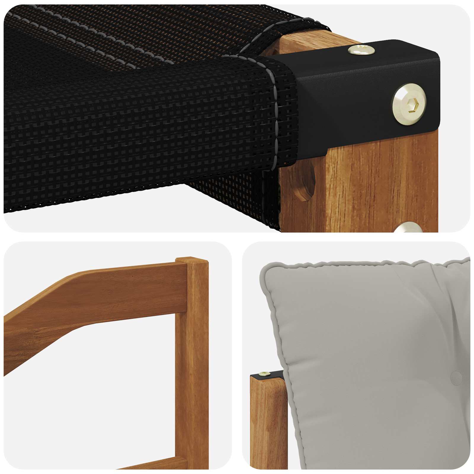 Set vanjskih sofa Čvrsto drvo akacije i Textilene Prirodna