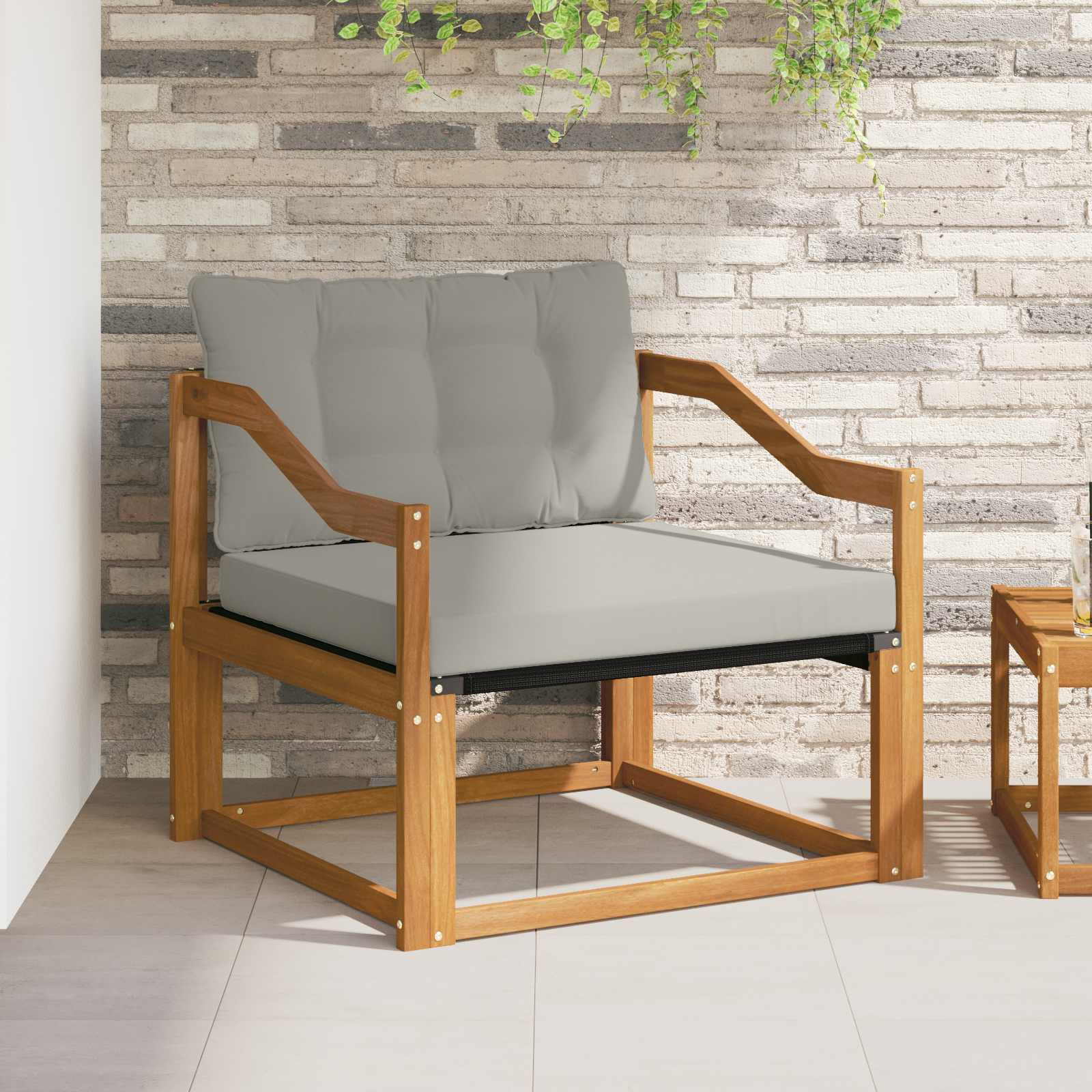 Set vanjskih sofa Čvrsto drvo akacije i Textilene Prirodna