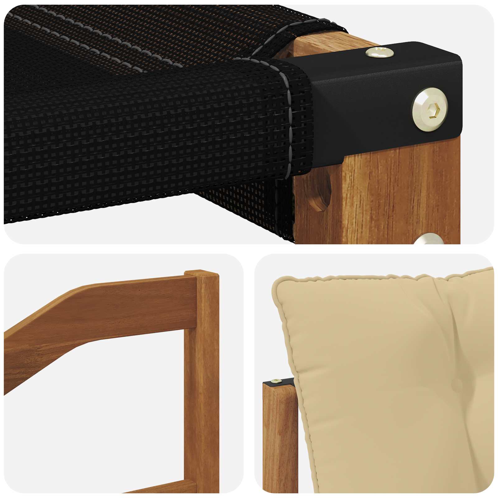 Set vanjskih sofa Čvrsto drvo akacije i Textilene Prirodna