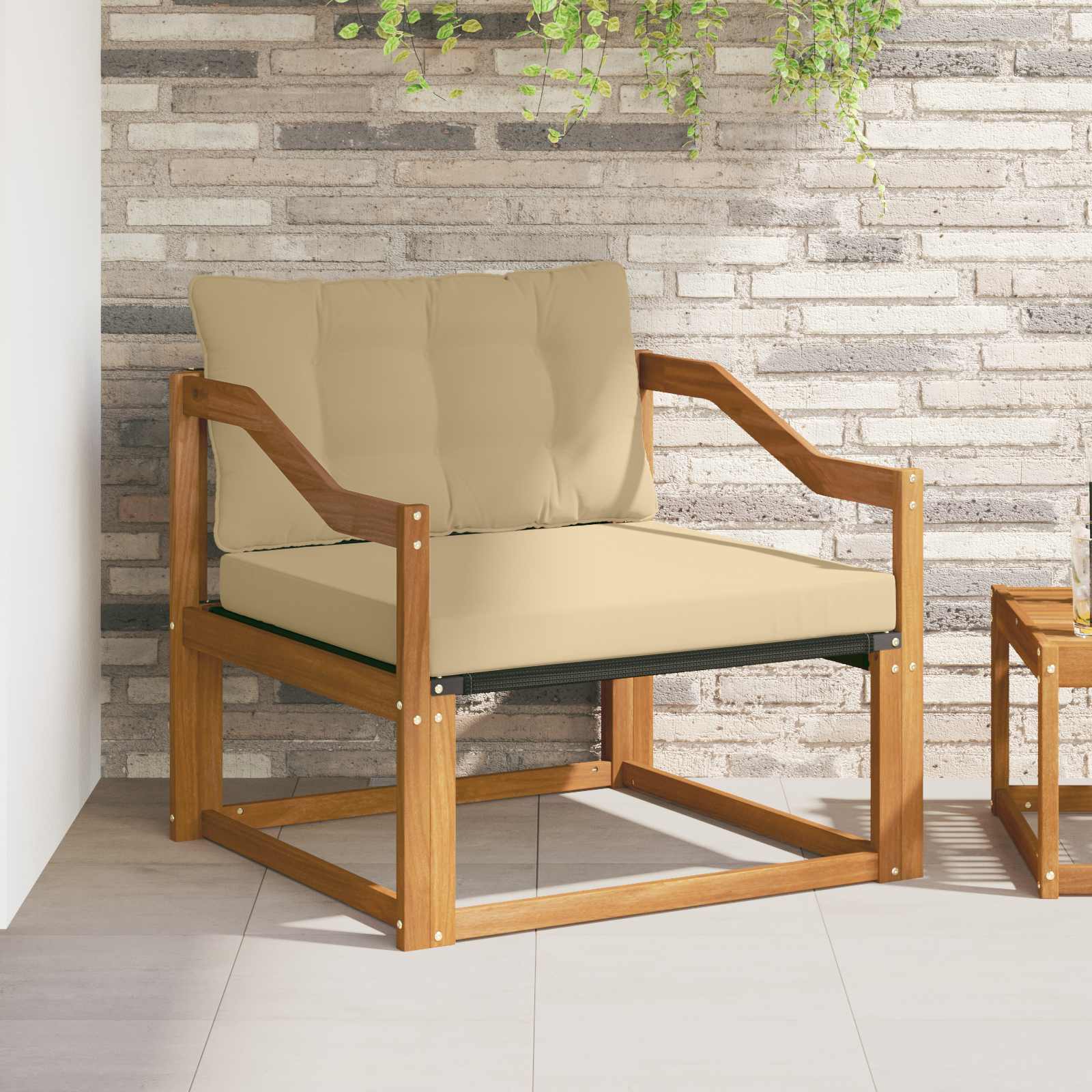 Set vanjskih sofa Čvrsto drvo akacije i Textilene Prirodna