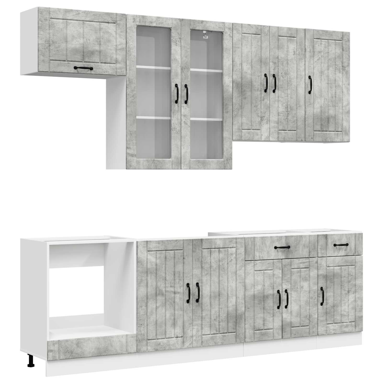 Kuhinjska jedinica LUCCA 8 pcs Betonska siva Konstruirano drvo