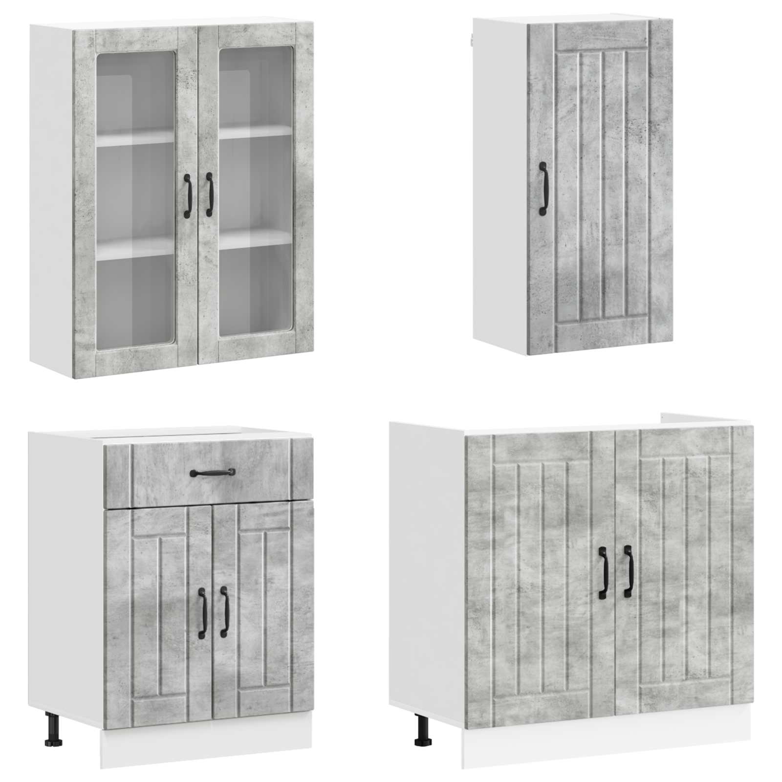 Kuhinjska jedinica LUCCA 8 pcs Betonska siva Konstruirano drvo