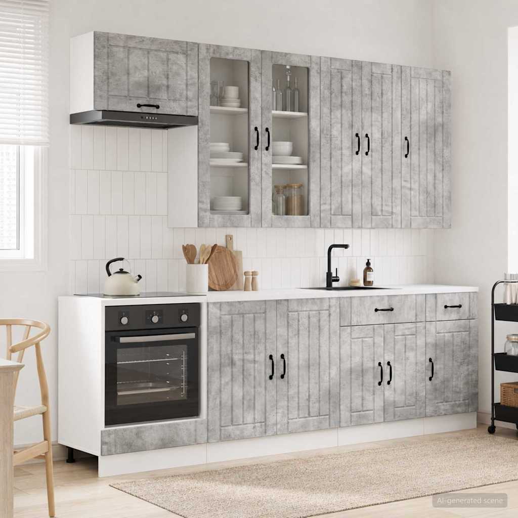 Kuhinjska jedinica LUCCA 8 pcs Betonska siva Konstruirano drvo