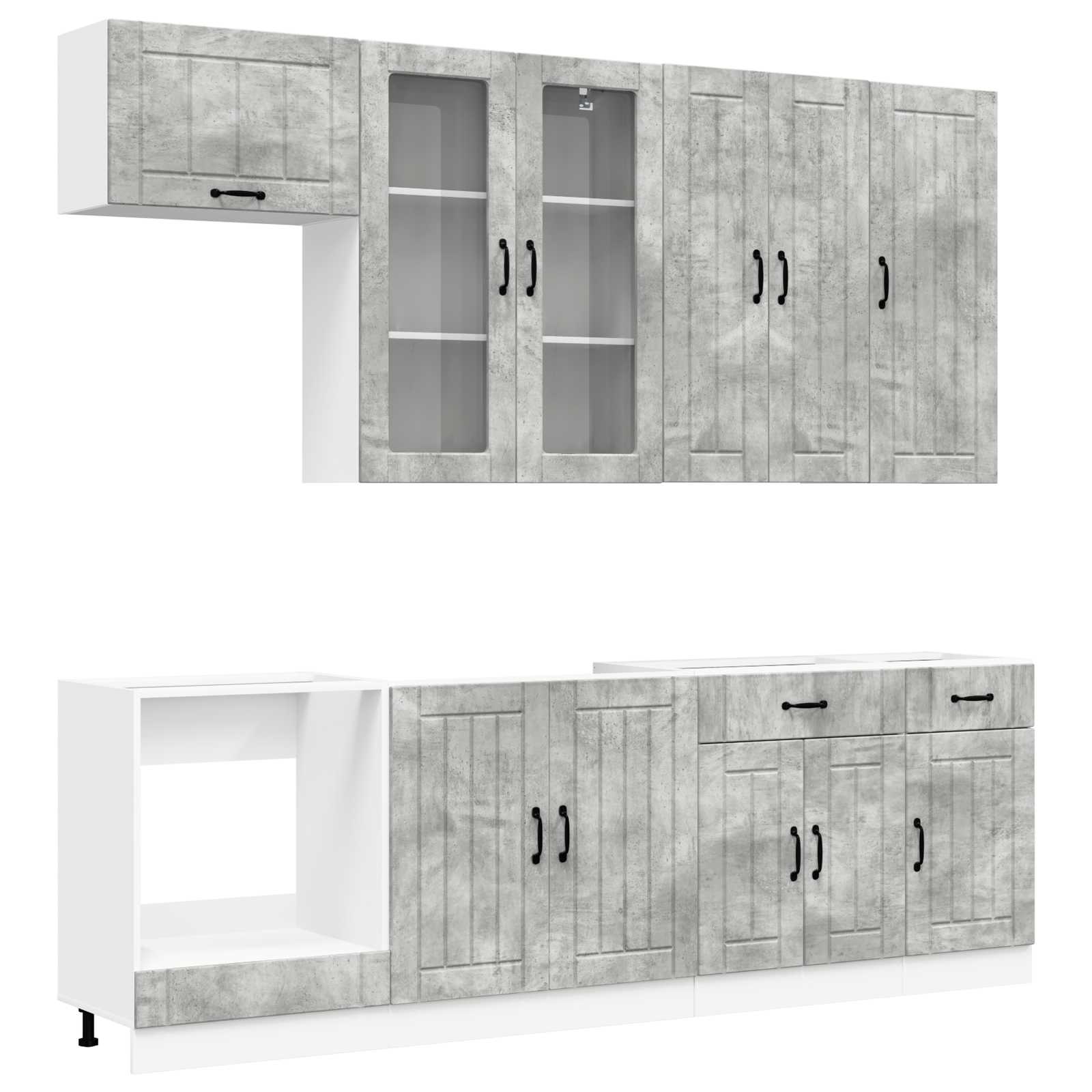 Kuhinjska jedinica LUCCA 8 pcs Betonska siva Konstruirano drvo