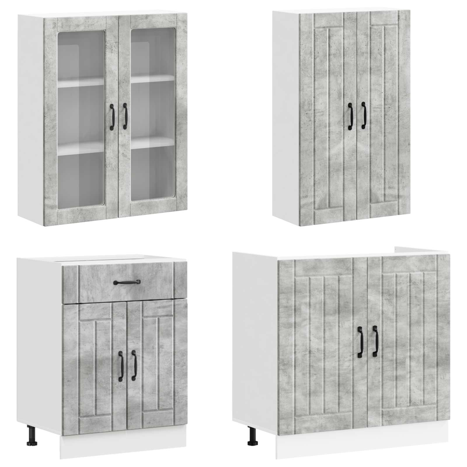Kuhinjska jedinica LUCCA 8 pcs Betonska siva Konstruirano drvo