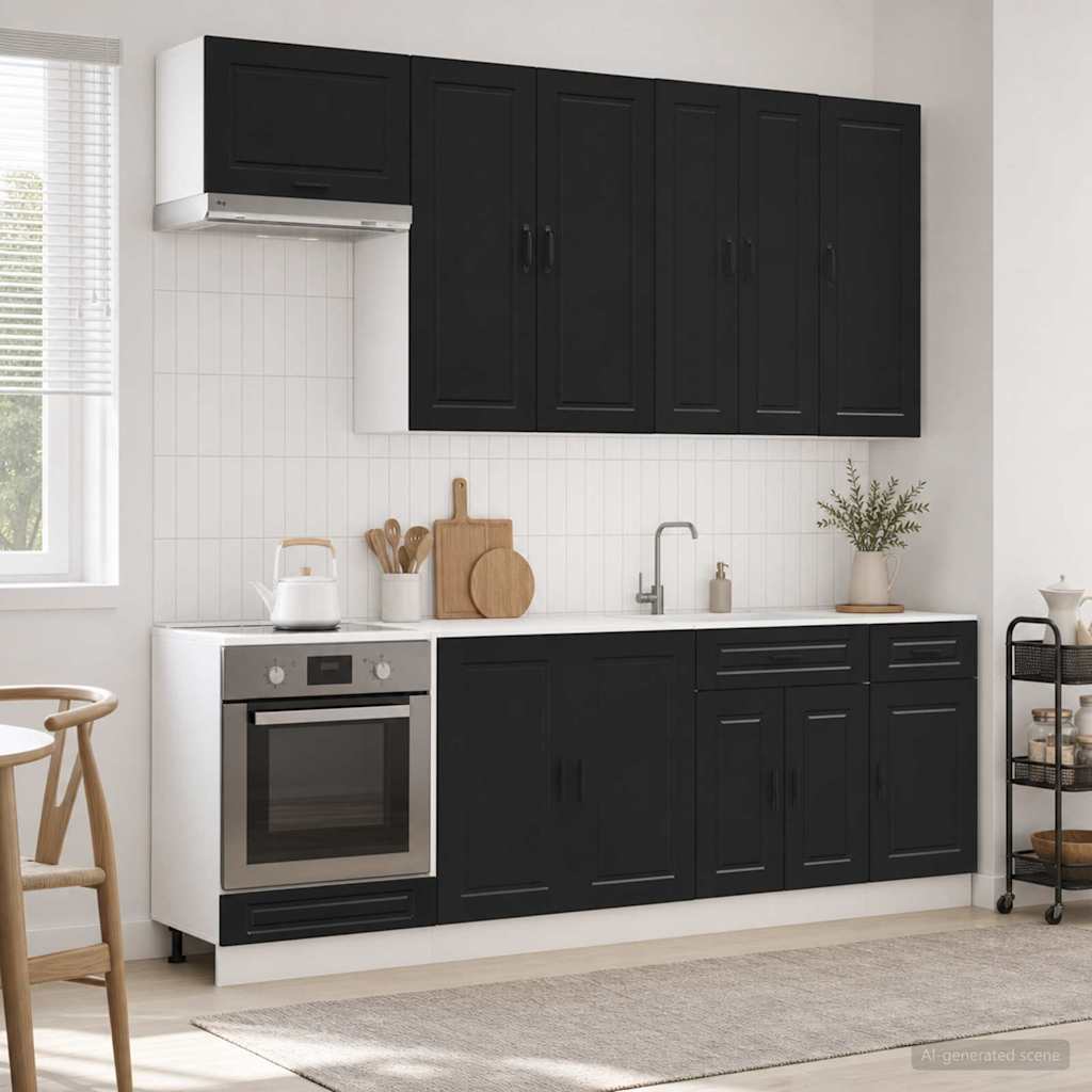 Kuhinjska jedinica PORTO 8 pcs Crna Konstruirano drvo