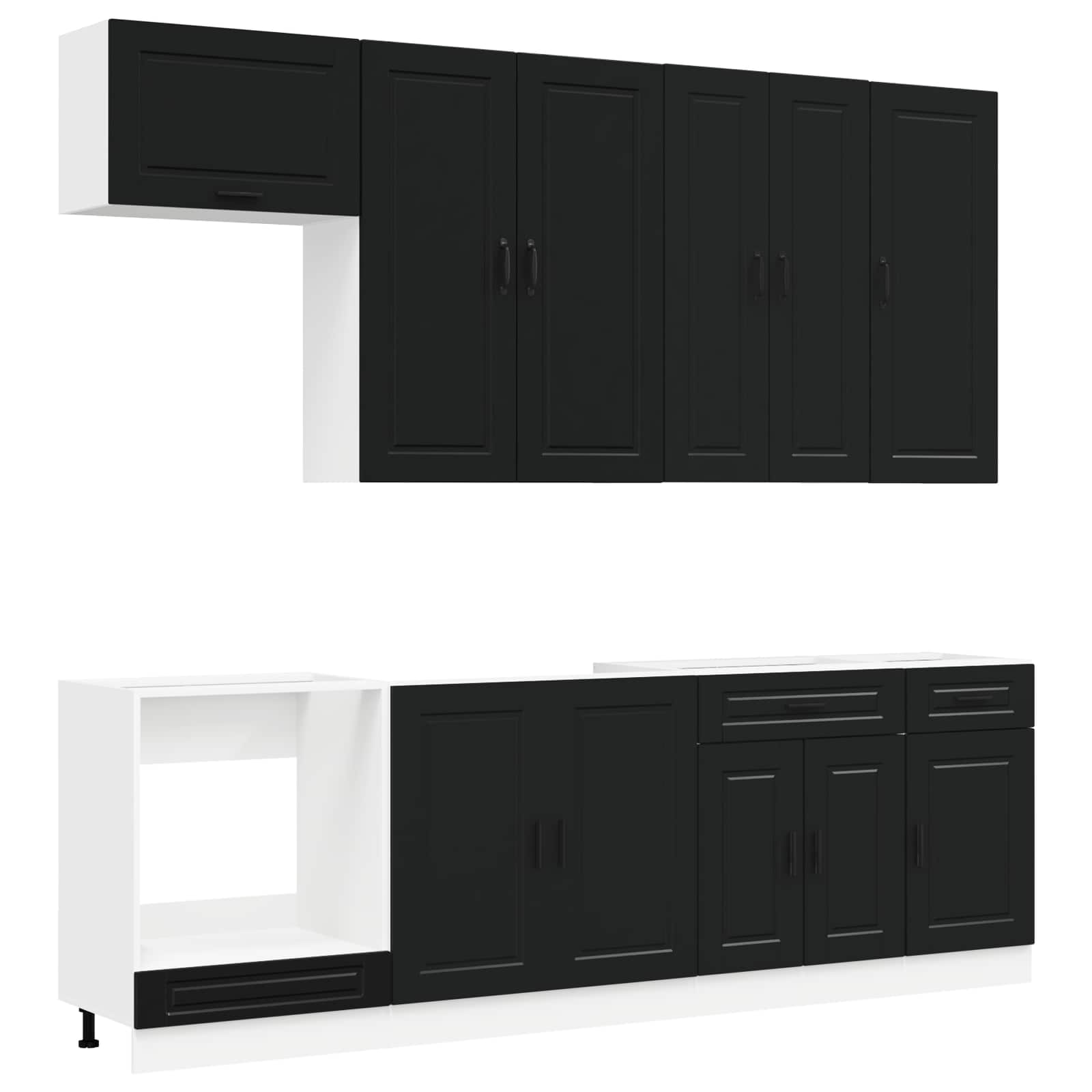 Kuhinjska jedinica PORTO 8 pcs Crna Konstruirano drvo