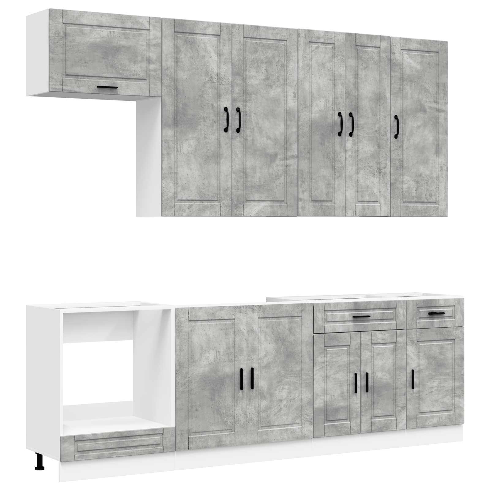 Kuhinjska jedinica PORTO 8 pcs Betonska siva Konstruirano drvo