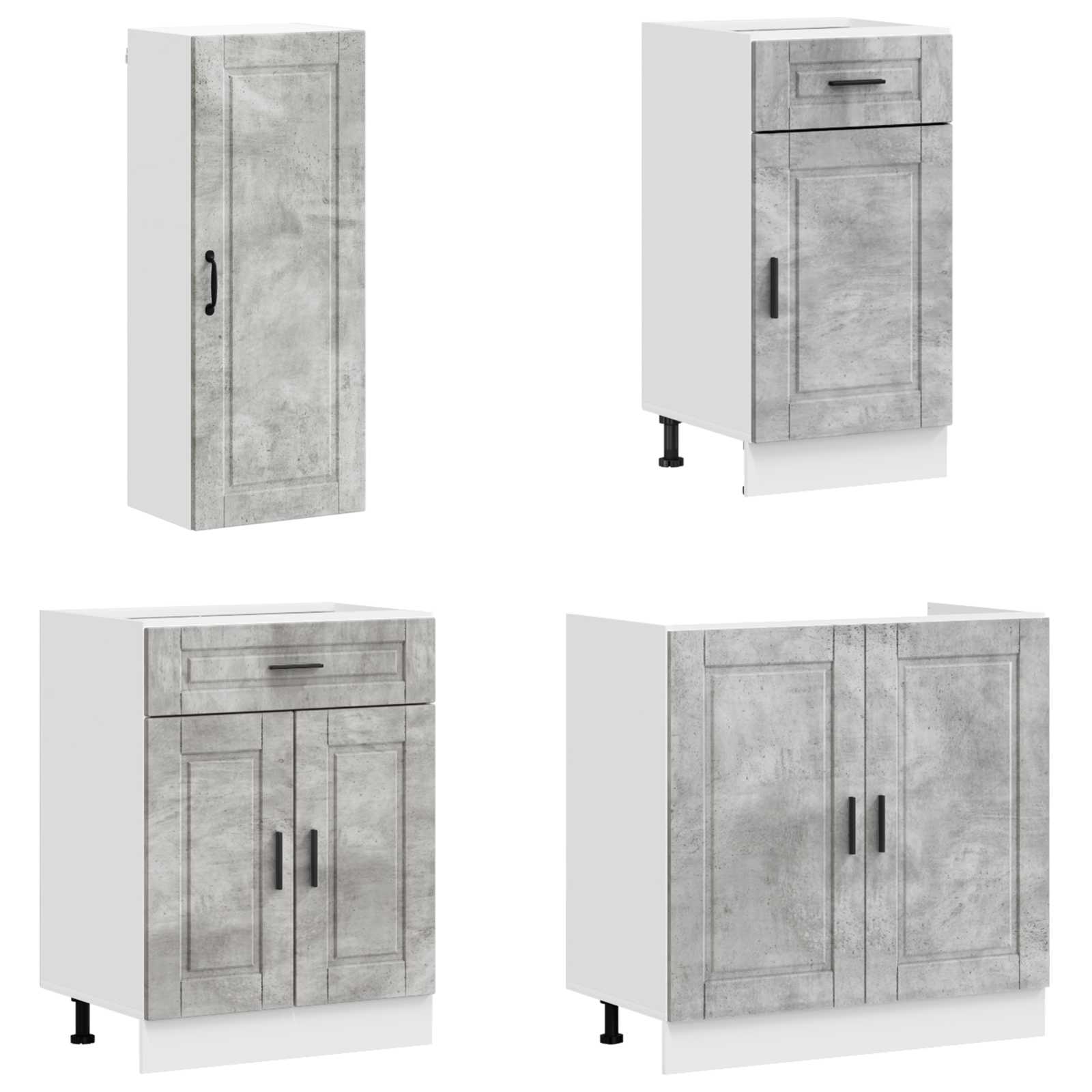 Kuhinjska jedinica PORTO 8 pcs Betonska siva Konstruirano drvo