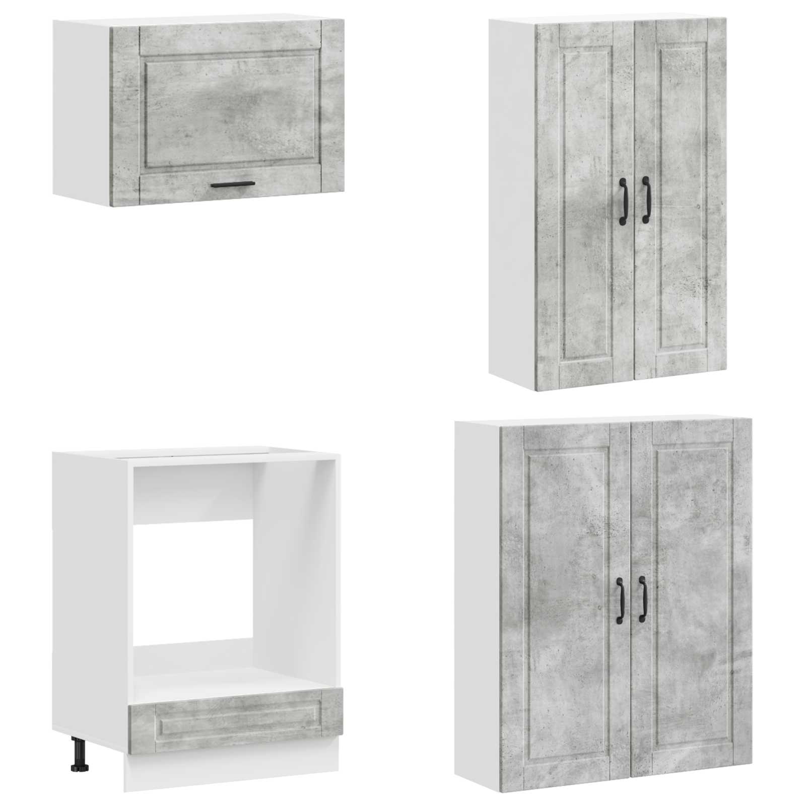 Kuhinjska jedinica PORTO 8 pcs Betonska siva Konstruirano drvo