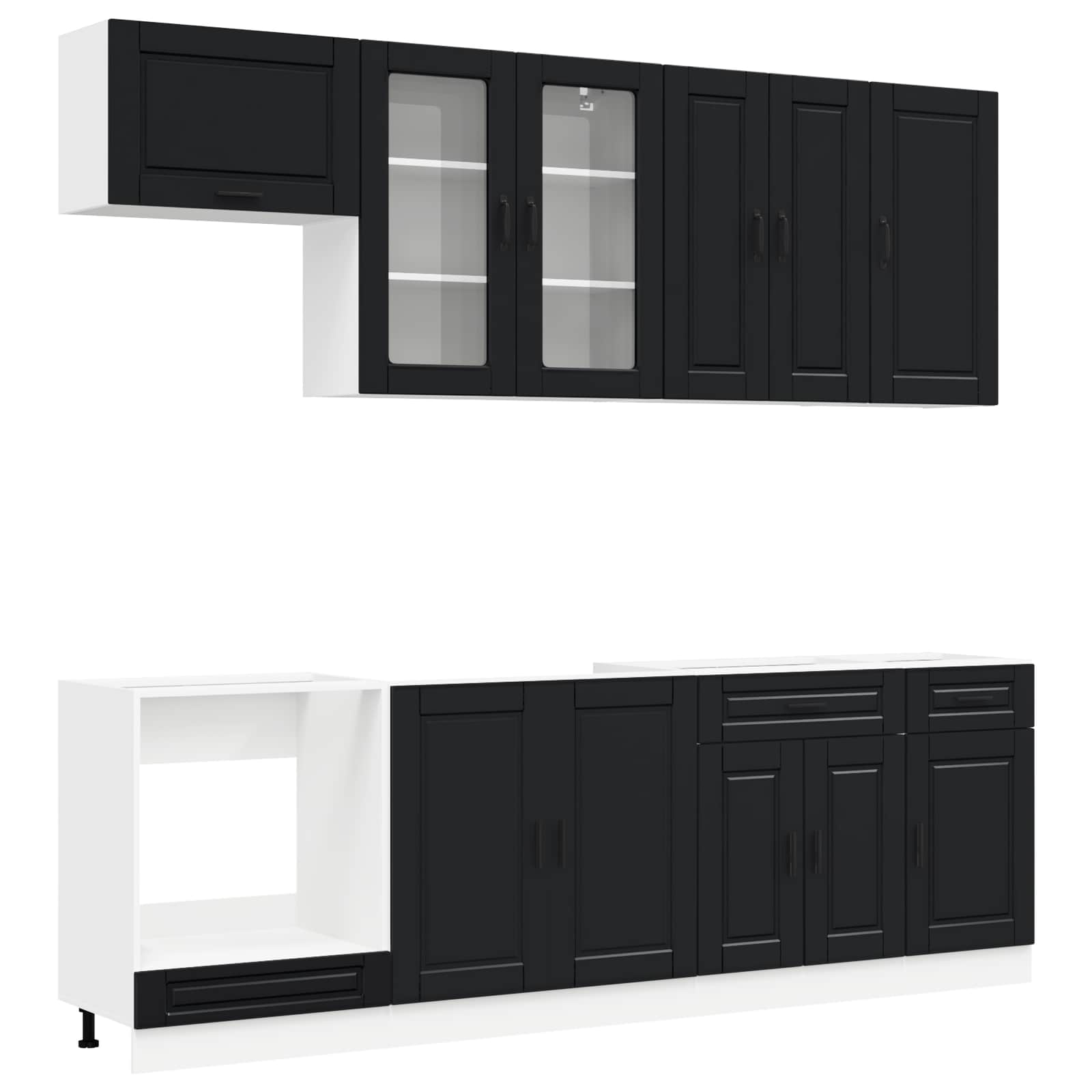 Kuhinjska jedinica PORTO 8 pcs Crna Konstruirano drvo