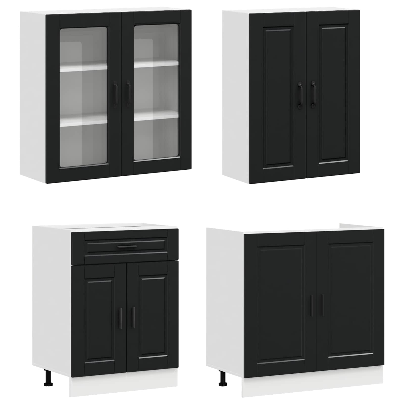 Kuhinjska jedinica PORTO 8 pcs Crna Konstruirano drvo